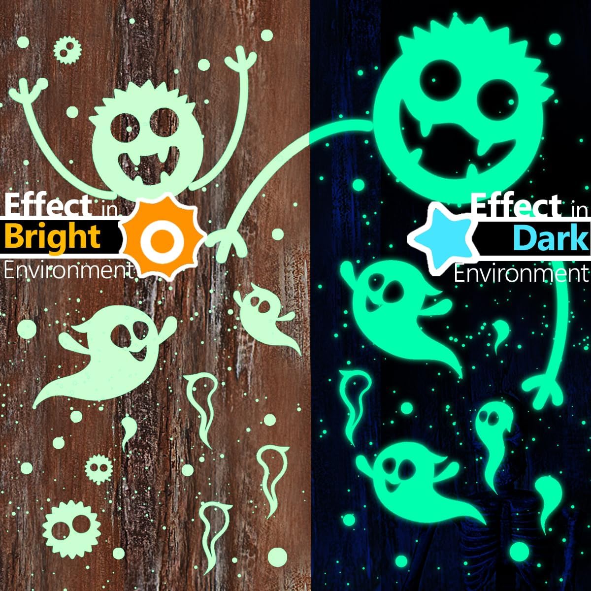 Halloween Decorations Indoor Decor - Glow in The Dark Spider w/Ghost Decor Stickers - Halloween Wall Decorations Stickers for Room Decor Haunted Mansion Decor for Kids Room