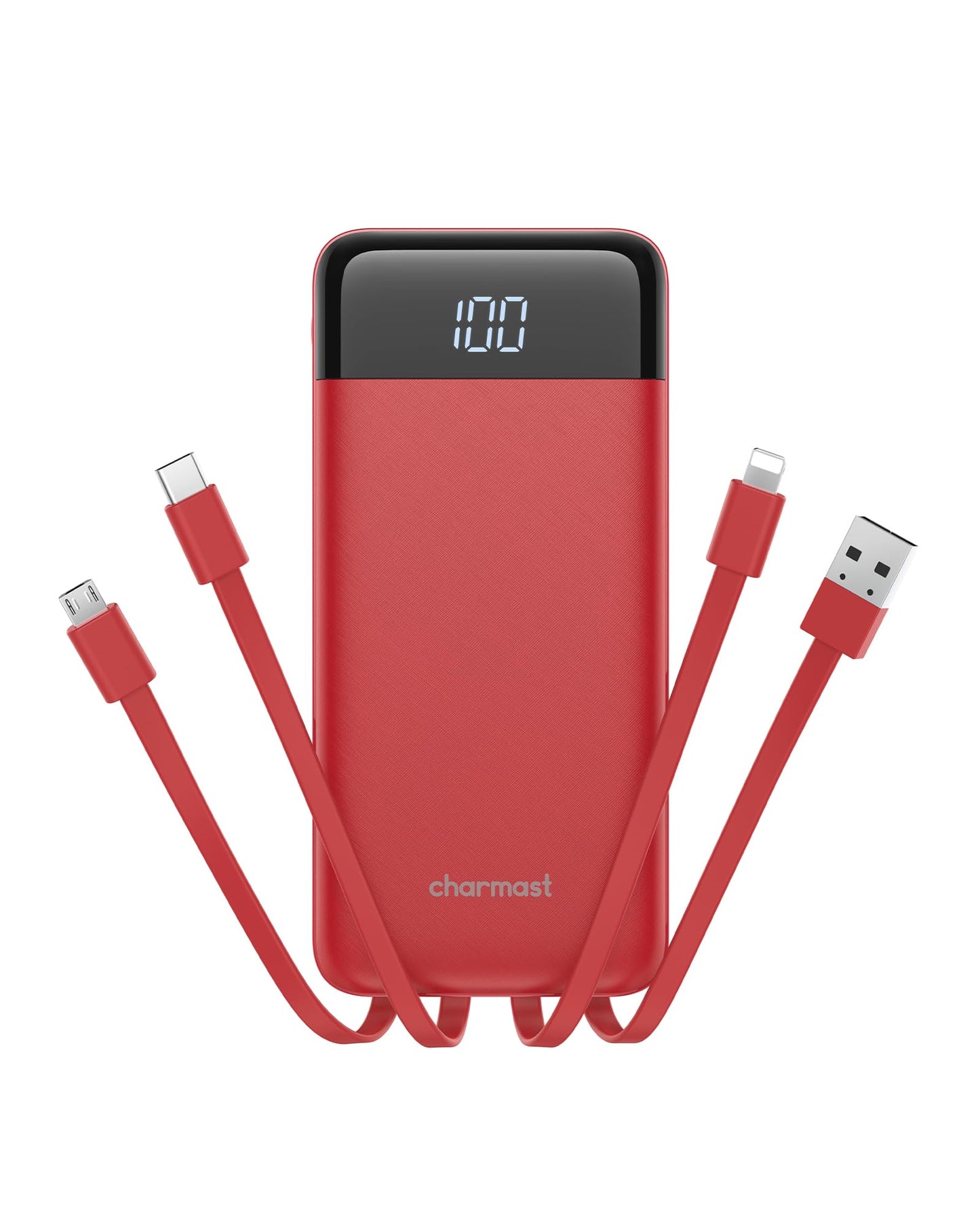 charmast 10000mAh Portable Charger with Built-in Cables, 6 Outputs & 3 Inputs Power Bank, Compact Travel Essential Battery Pack for iPhone 16/15, Samsung S25/S24, Google Pixel, iPad, AirPods & More