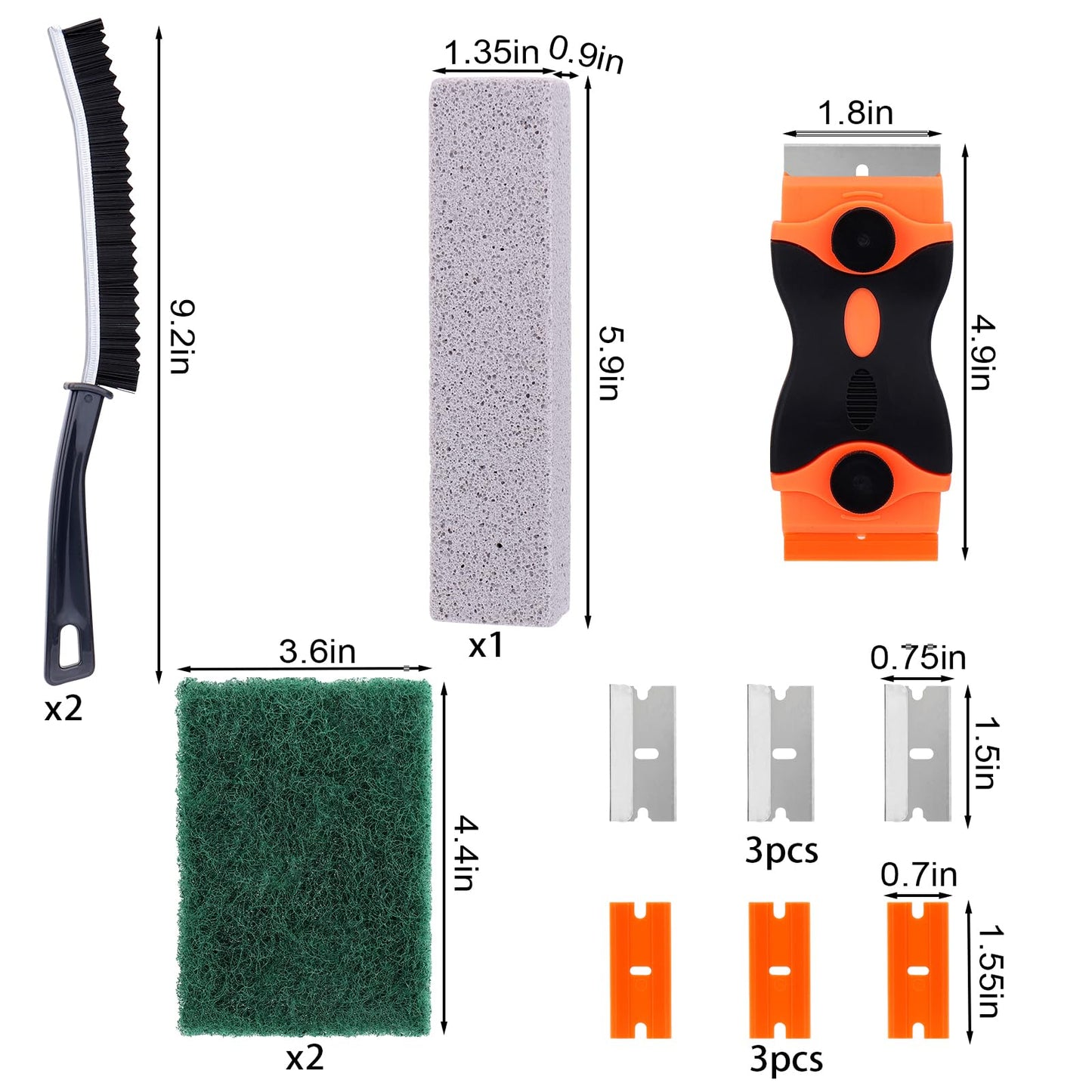 Palksky Heavy Duty Oven Cleaner Tools, Oven Cleaning Accessories, Oven Cleaning Kit with Crevice Cleaning Brush, Razor Blade Scraper, Pumice Stone, Cleaning Rags