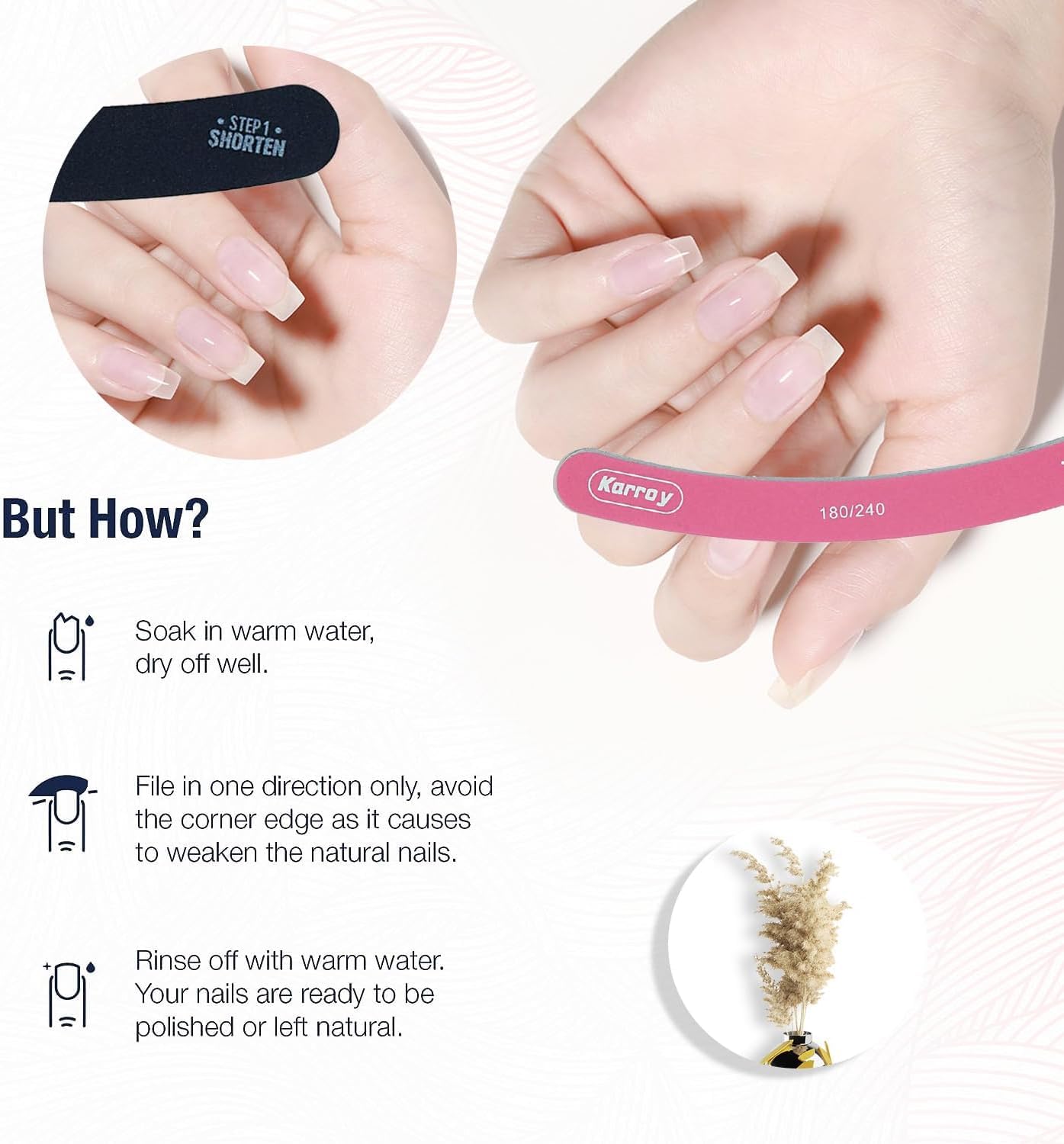 HiLemon Nail Files, Dual Sided Nail Files for Natural Nails, Emery Boards Nail Filer for Acrylic Nails 180/240 Grit 20pcs