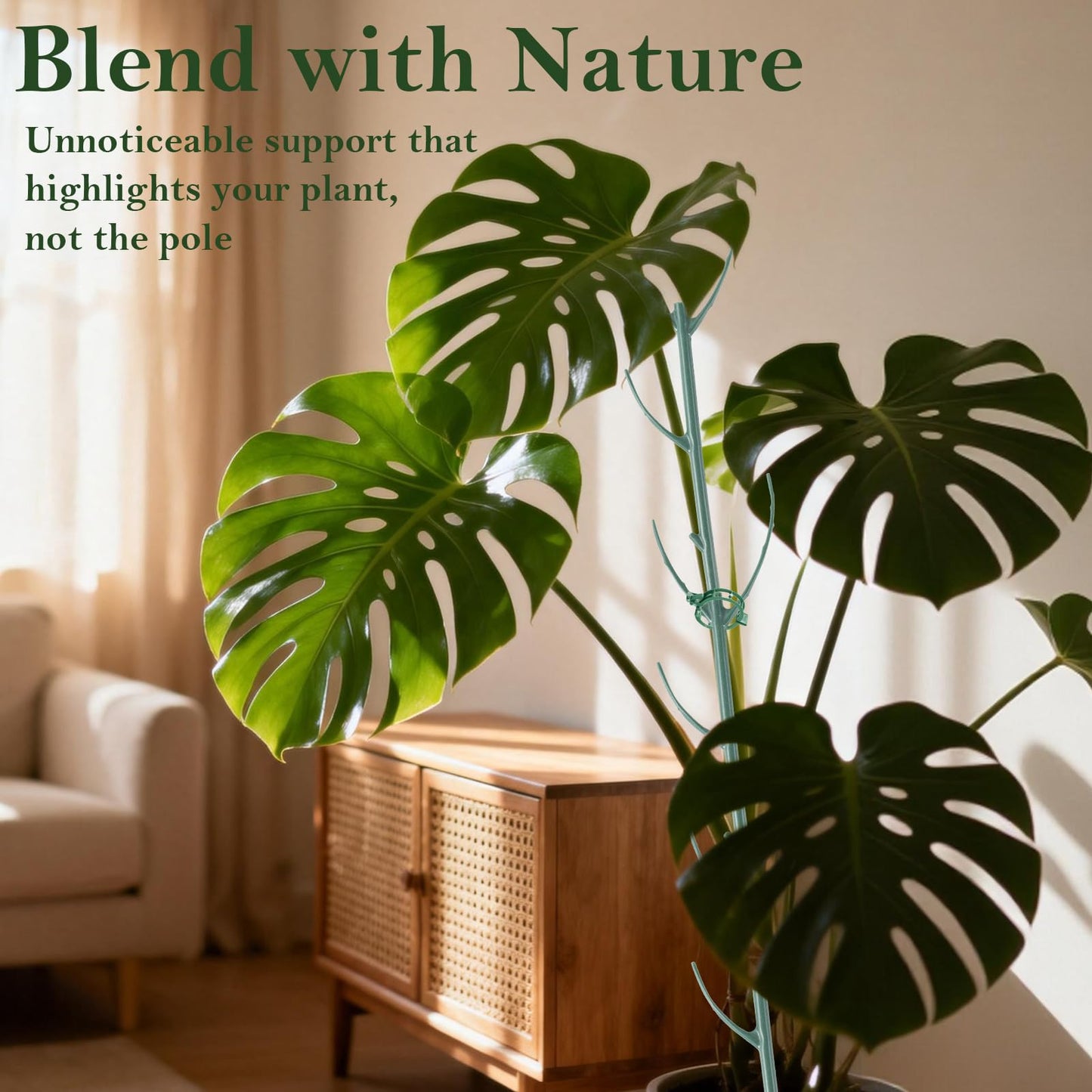 12pcs Plant Support Stakes, Monstera Plant Support Stakes for Indoor Plants with 20 Meter Binding Wire, 2 Meter Velcro Roll and 50 pcs plant clips, Perfect for Supporting Monstera and Climbing Plants