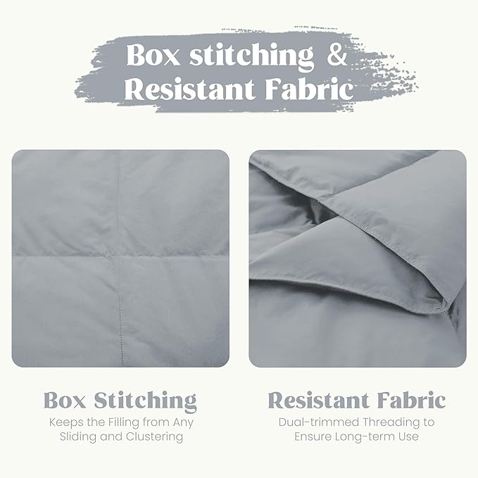 puredown® Queen Size Blanket for Bed, Ultra Soft Lightweight Down & Feather Fill, All Season Blanket, Machine Washable, 88"X90", Alloy Gray