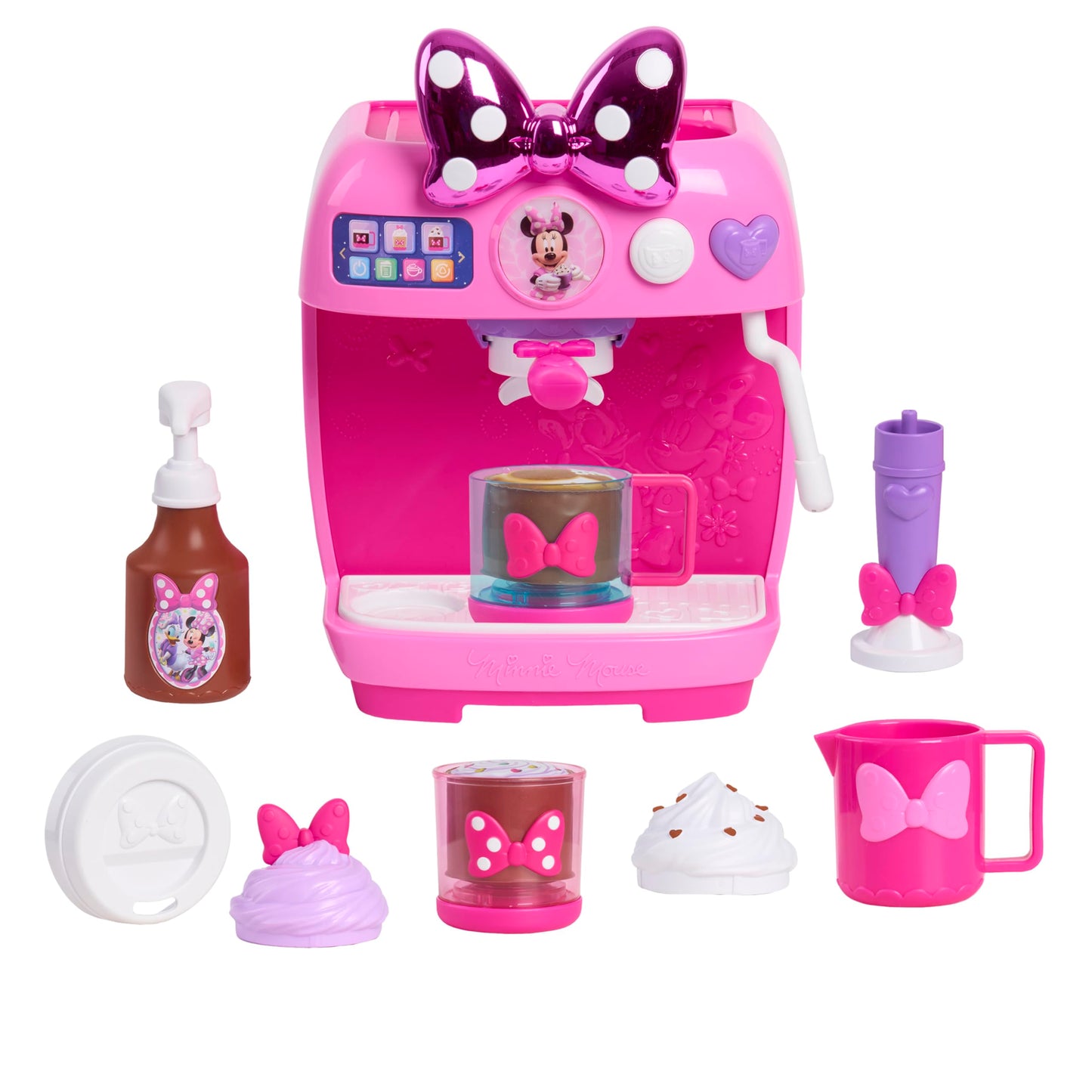 Disney Jr. Minnie Mouse Rise & Shine Bowrista Set, 10 Inch Play Espresso Machine, Ages 3 and Up