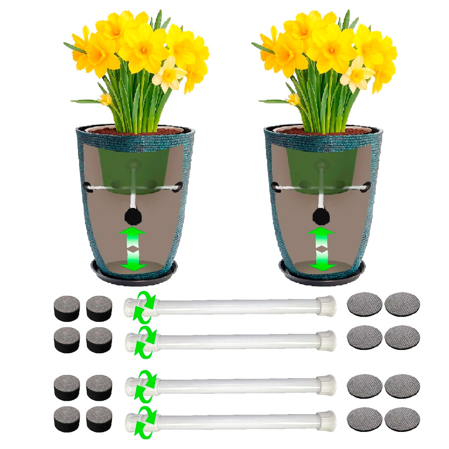 Euslbak 2 Pack Adjustable Planter Inserts for Large Pots,Adjustable Planter Insert, (1, Small 18-28CM)