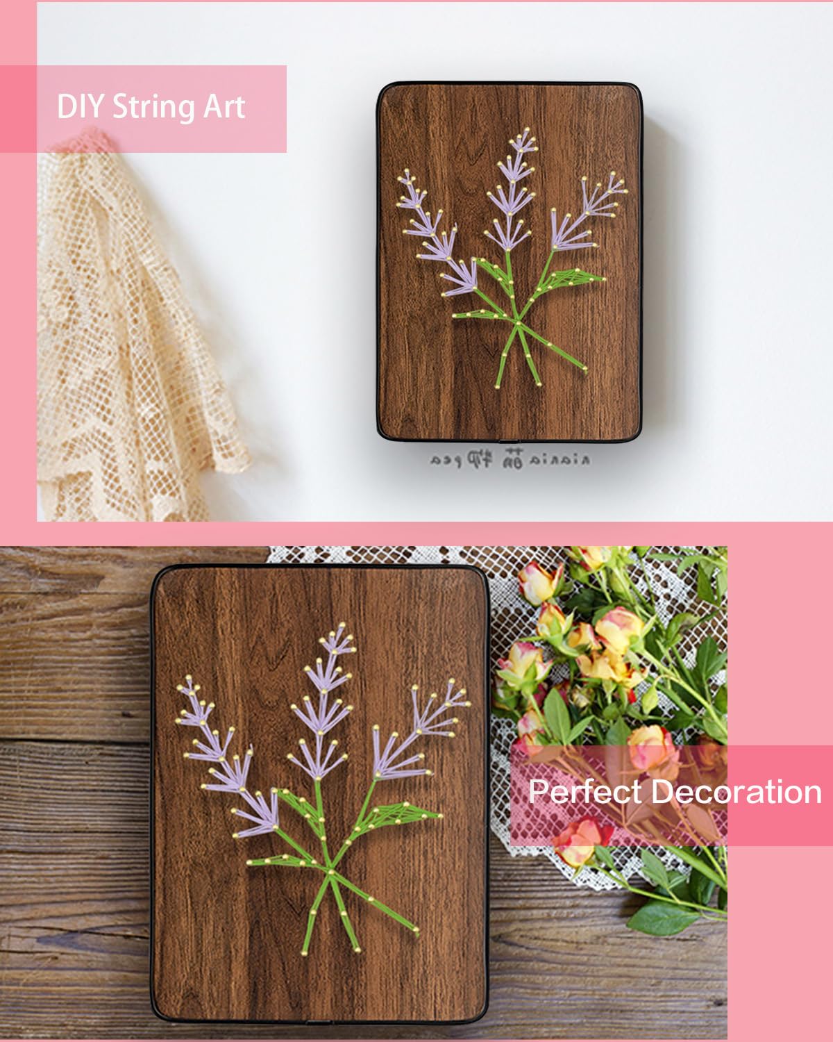 BAZIMA DIY String Art Kit for Beginner, DIY Lavender Craft Kit,Unique Gift,Craft Kit for Holidays