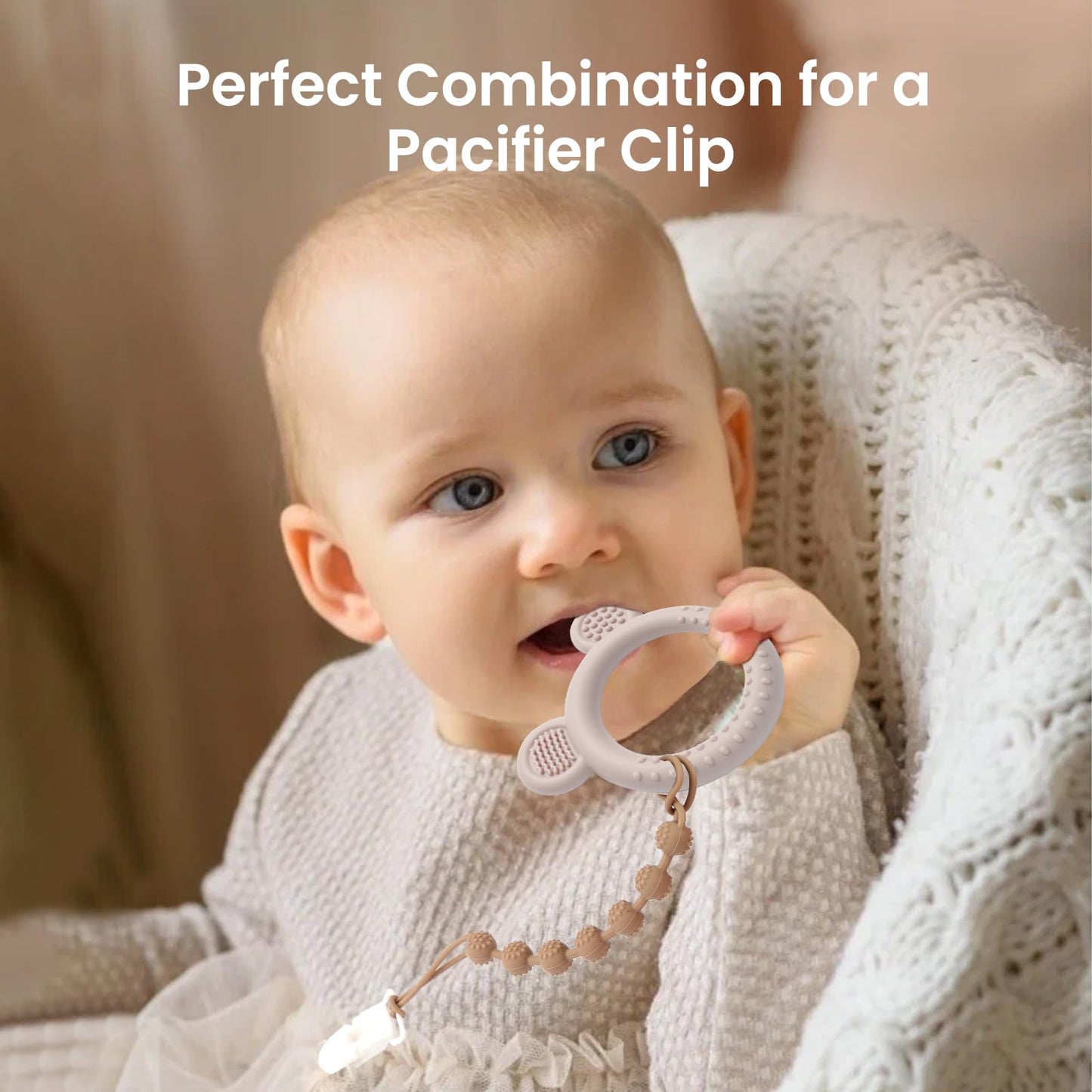 Eascrozn Baby Teething Toys 3-6 Months, Teethers for Babies 6-12 Months, Silicone Teething Ring Toys Easy to Grasp, Teething Relief for Baby Infant Toys, BPA Free