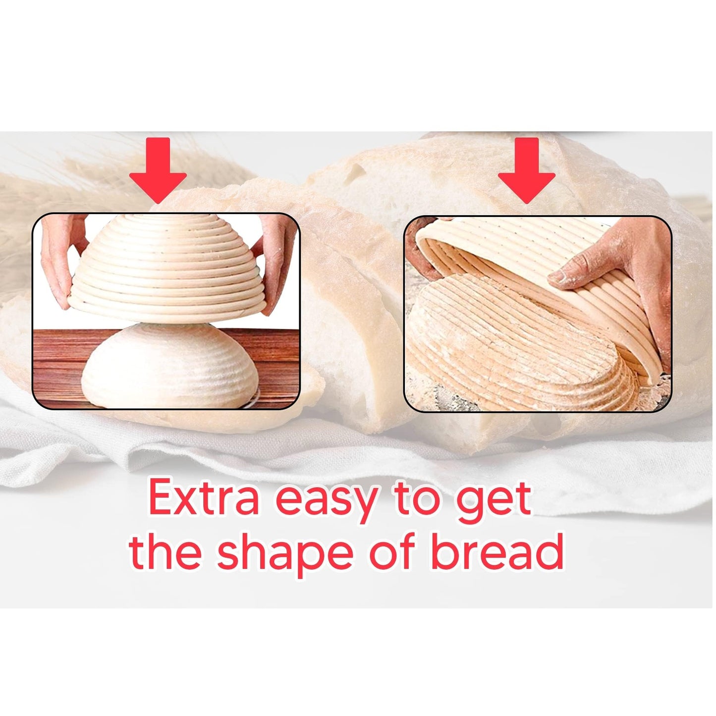 9 Inch Round Bread Banneton Proofing Basket Set of 2 – Sourdough Proofing basket kit for Artisanal Baking – Bread Making Tools For Professional & Home Bakers (9 inch round- 2 pack)