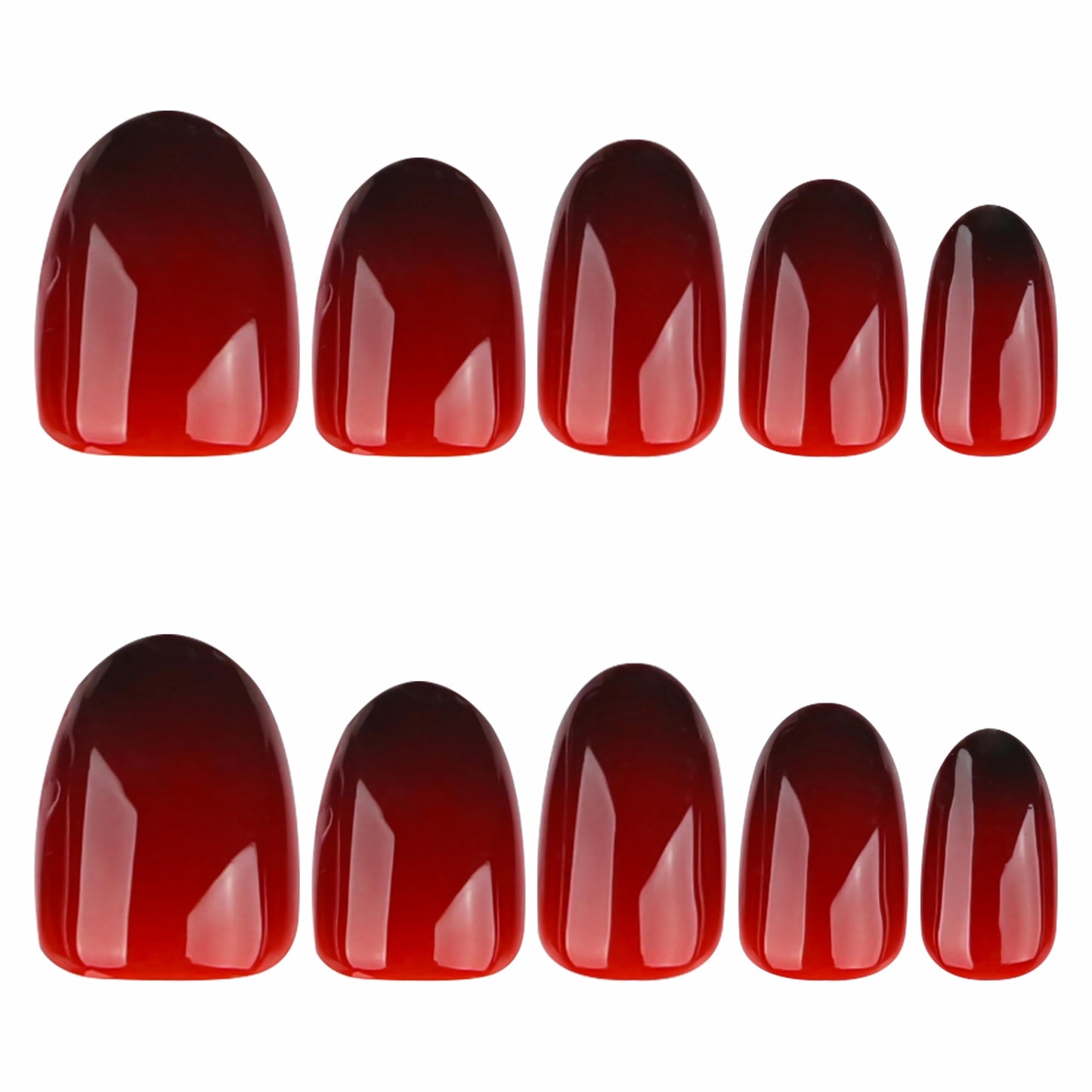 BABALAL Short Press on Fake Nails Black Red Gothic Acrylic Nails, Round Oval, Halloween, 24Pcs, Glossy, Reusable, False Nails, With Glue