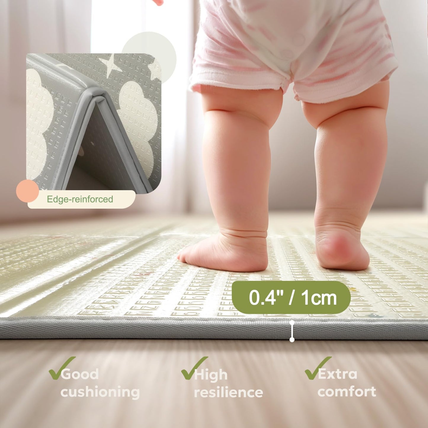 Mallify Baby Play Mat, 50''x50'' Foldable Foam Playmat for Floor, Reversible Activity Play Mat for Playpen, Edge Reinforcement Waterproof Crawling PlayMats for Babies, Infants and Toddlers