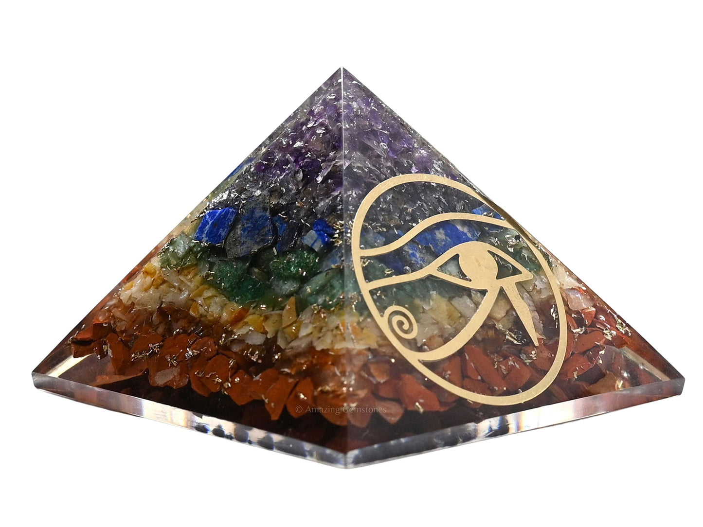 Amazing Gemstone Large Orgone Pyramid | Natural Chakra Pyramid Crystal | Eye of Ra Orgonite Pyramid | Organ Pyramids Positive Energy Healing