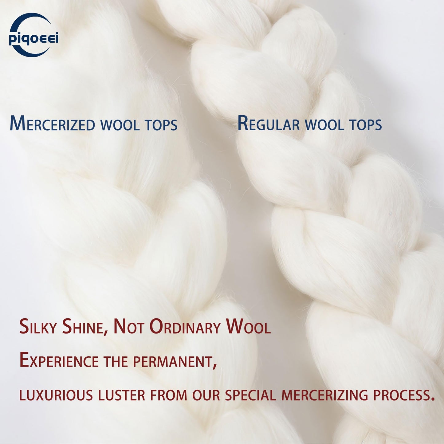 ercerized Wool Top for Spinning - Machine Washable & No Shrink Merino Roving, Silky Lustrous, for Felting, Dyeing (5.3OZ)