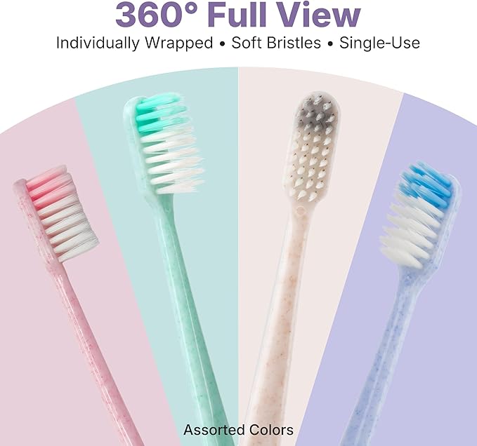 120-Pack Disposable Toothbrushes Individually Wrapped, Soft Bristle Bulk Travel Toothbrush for Adults, Kids, Guest, Hotel, Home, Camping, Donation – 4 Colors, Mini Manual Value Pack