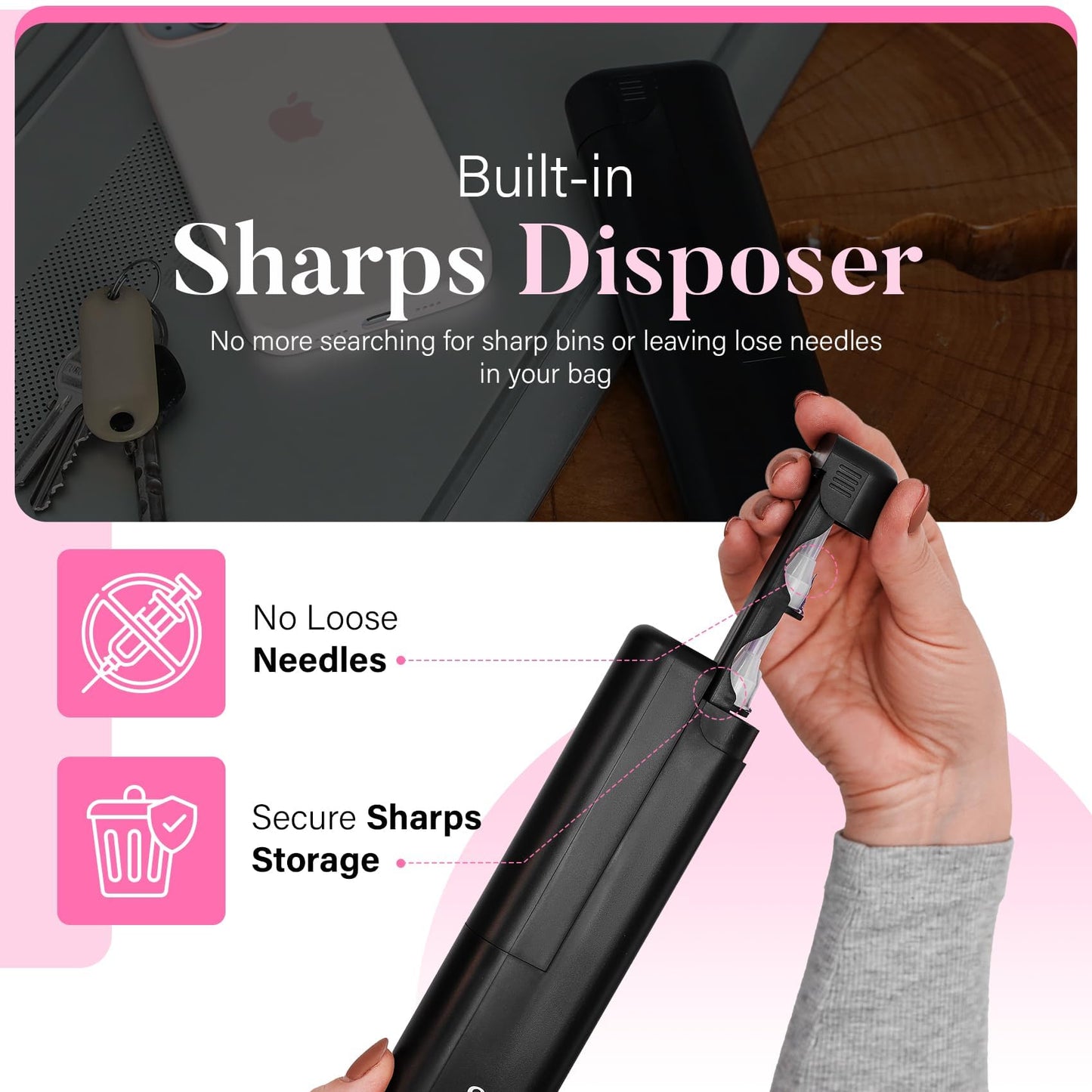 STRAWBERRY & CO Insulin Cooler Travel Case - Built-in Sharps Dispenser & Temperature-Control Organizer- TSA Approved Diabetic Pen Storage for Ozempic, Insulin Pens & Needles - Compact & Leak-Proof