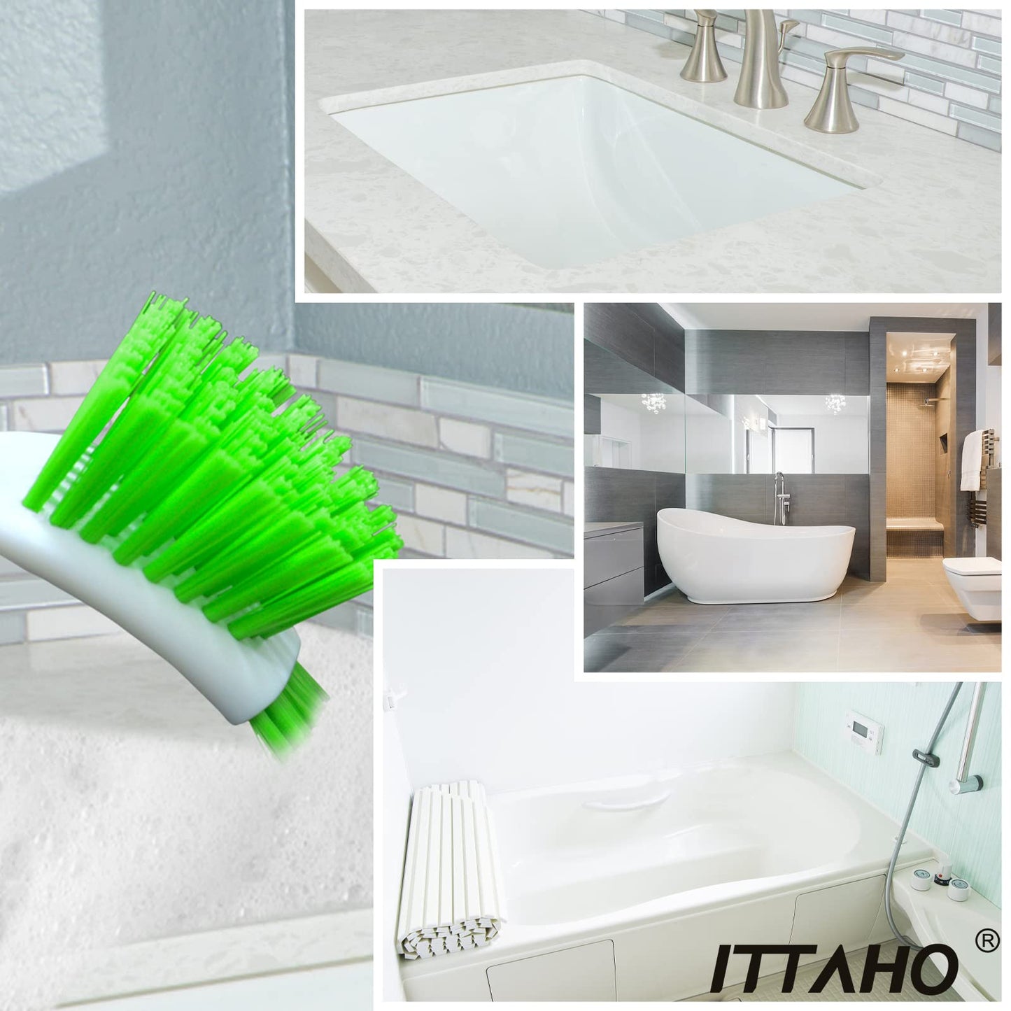 ITTAHO 3 Pack Dish Brush,Dish Scrub Brush, Kitchen Scrub Brush for Cleaning Dishes, Double Sided Bristles Scrubber Cleaner for Dishes,Sink,Pots,Pans,Bathroom Shower,Tile,Tubs