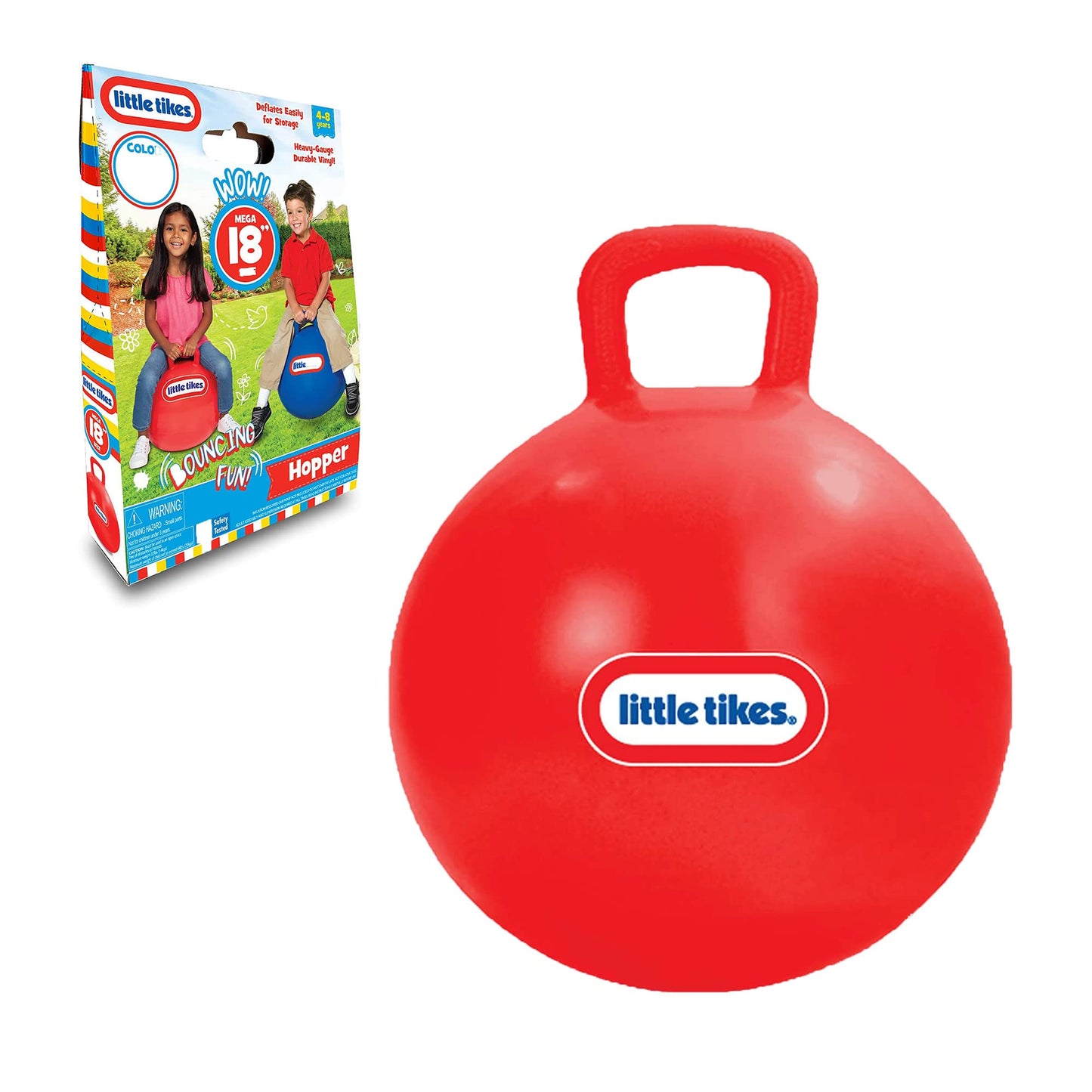 Little Tikes Bouncing Fun! Red Hopper 9301A - Mega 18" Inflatable Heavy Gauge Durable Vinyl Ball - Deflates Easily for Storage - Exercise Learning Fun? YES - Use that Energy! for Kids Ages 4-8