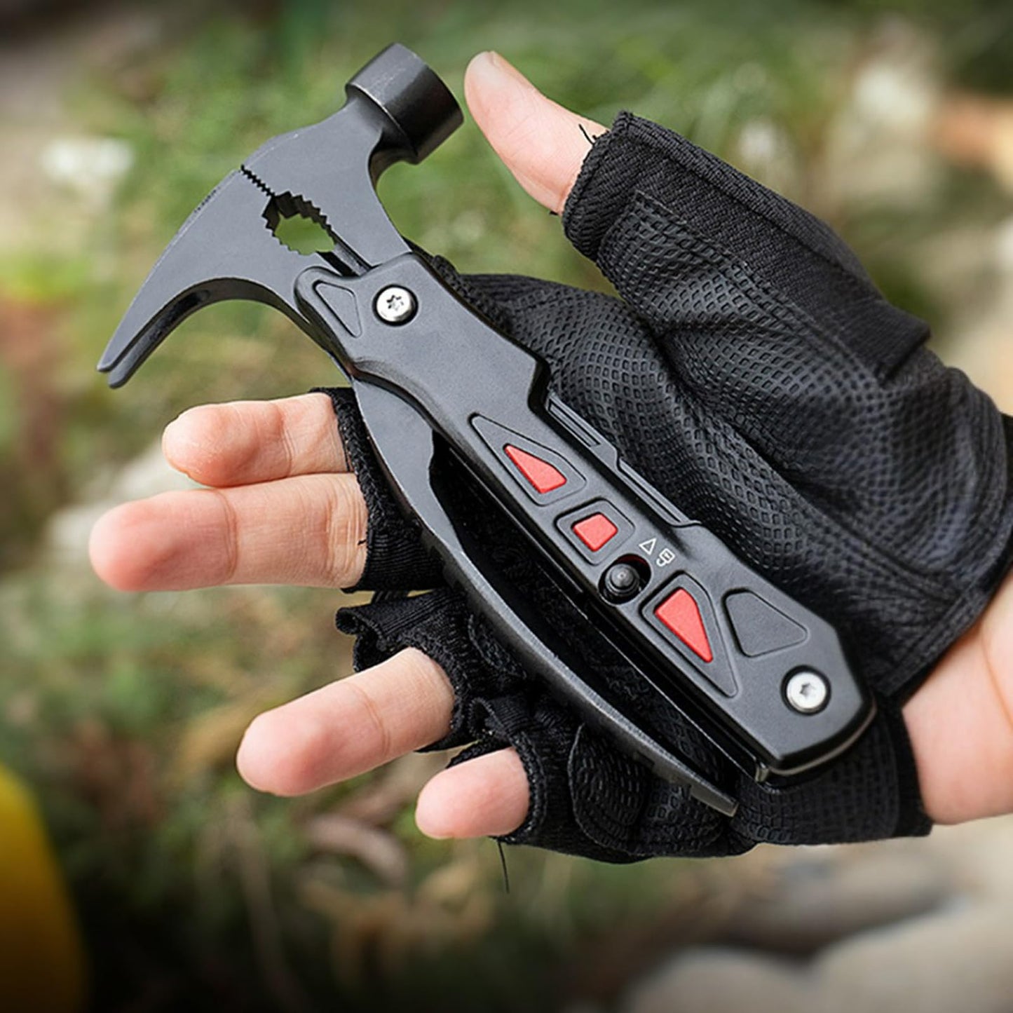 Unique Gift, Pocket Knife Multitool, Hammer 12-in-1, Folding Knife, Outdoor Survival Gear, Camping Multi-tool, Pliers, Knives, Saw, Screwdriver, with dual safety locks, with Nylon Sheath