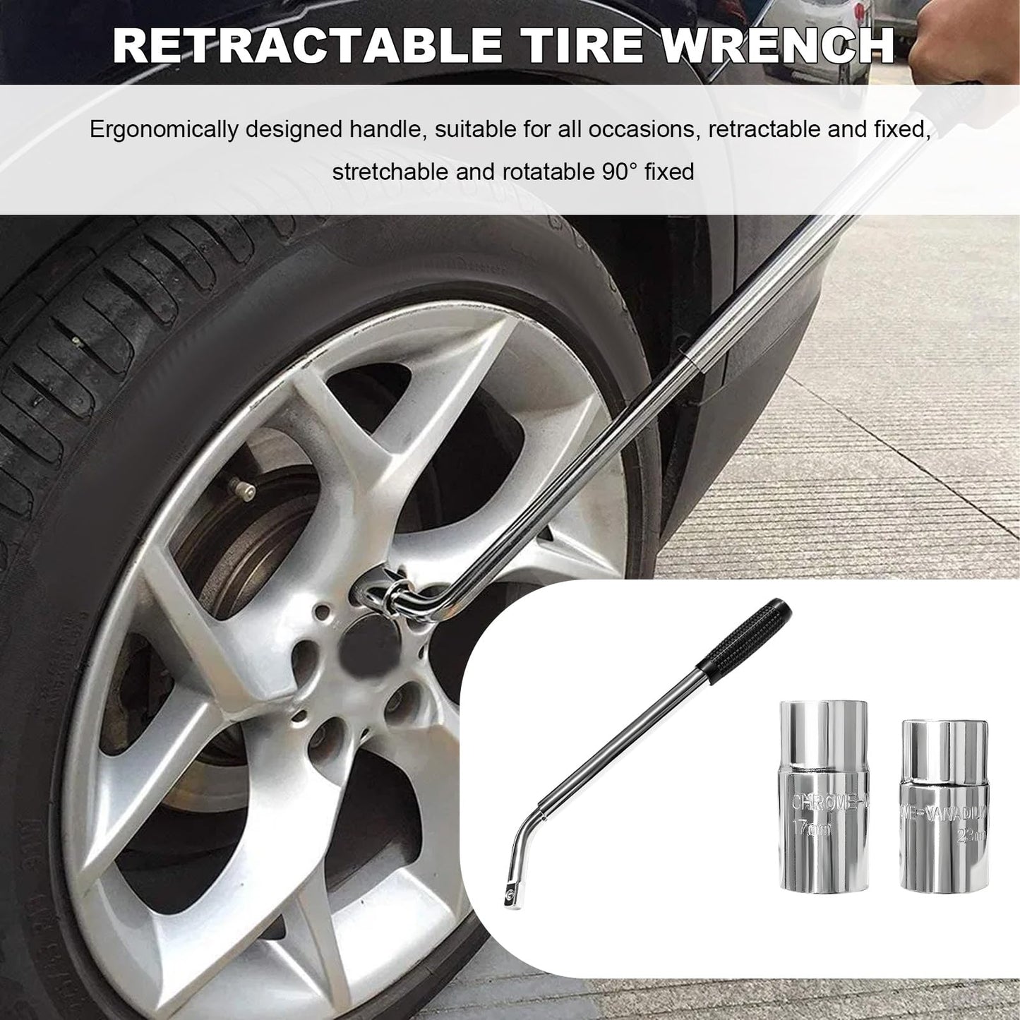 KVAEY Car Jack Kit, 2 Ton (4409 lbs) Scissor Jack Portable Tire Changing Tool with Lug Wrench, Heavy Duty Scissor Lift Jacks Universal Emergency Kit for Sedan SUV MPV, Car Accessories