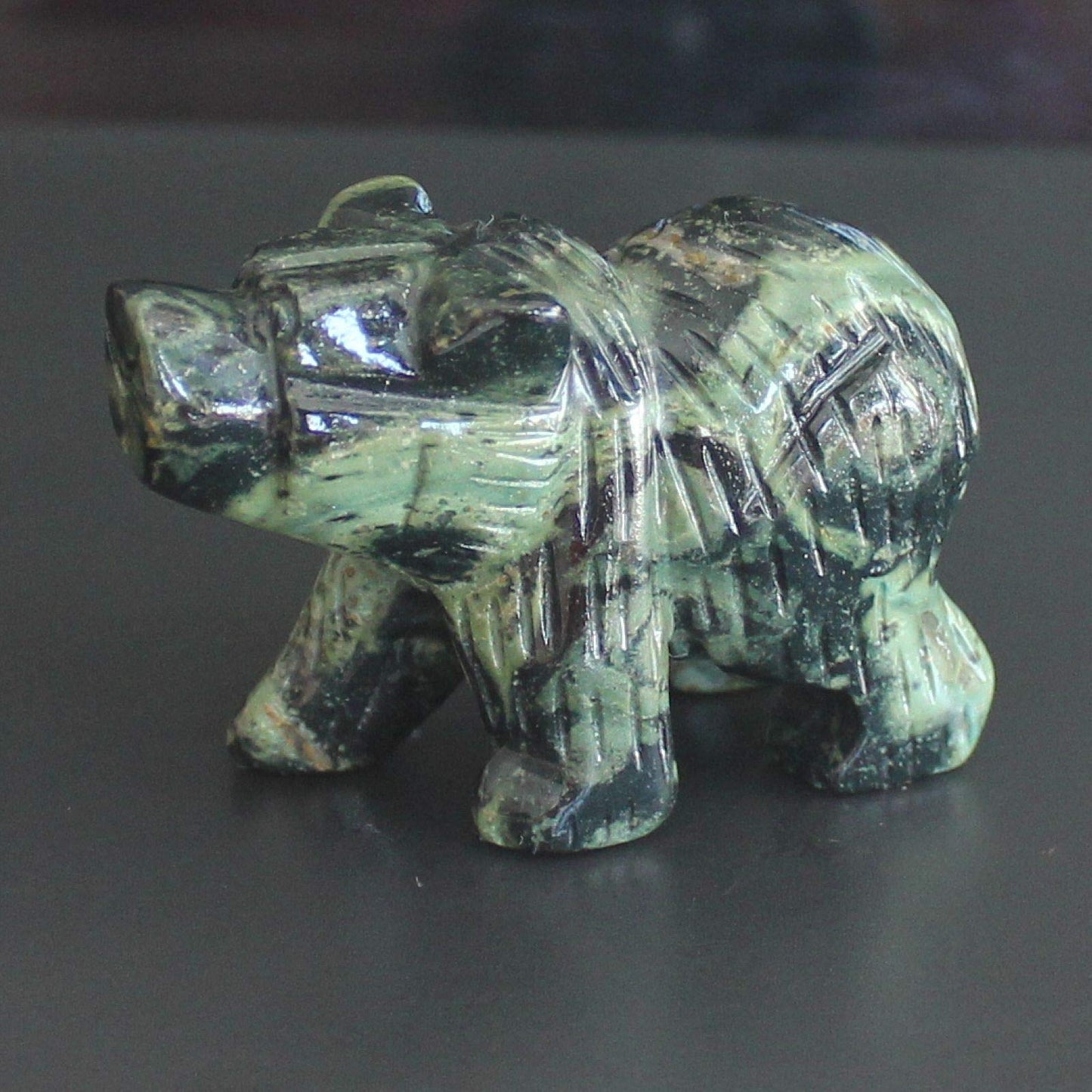 2'' Hand Carved Mixed gemstome Crystal Bear Figurine Animal Carving (kambaba Jasper)
