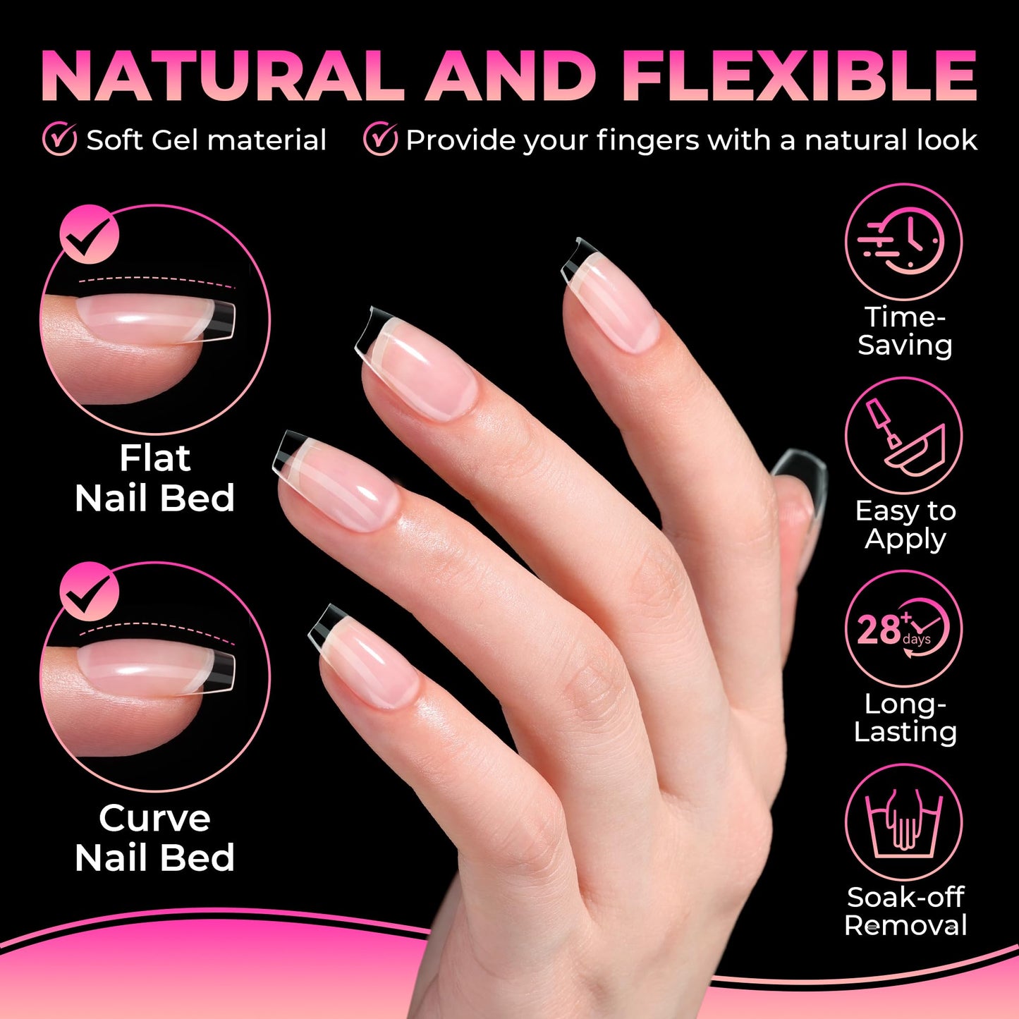 UNA GELLA Short Coffin Nails Tips: 510Pcs Soft Gel Nail Tips Coffin Acrylic Full Cover Short Coffin Press on Nails Pre-shaped Half Matte Clear False Nails For Nail Extensions Home DIY Salon 15 Sizes