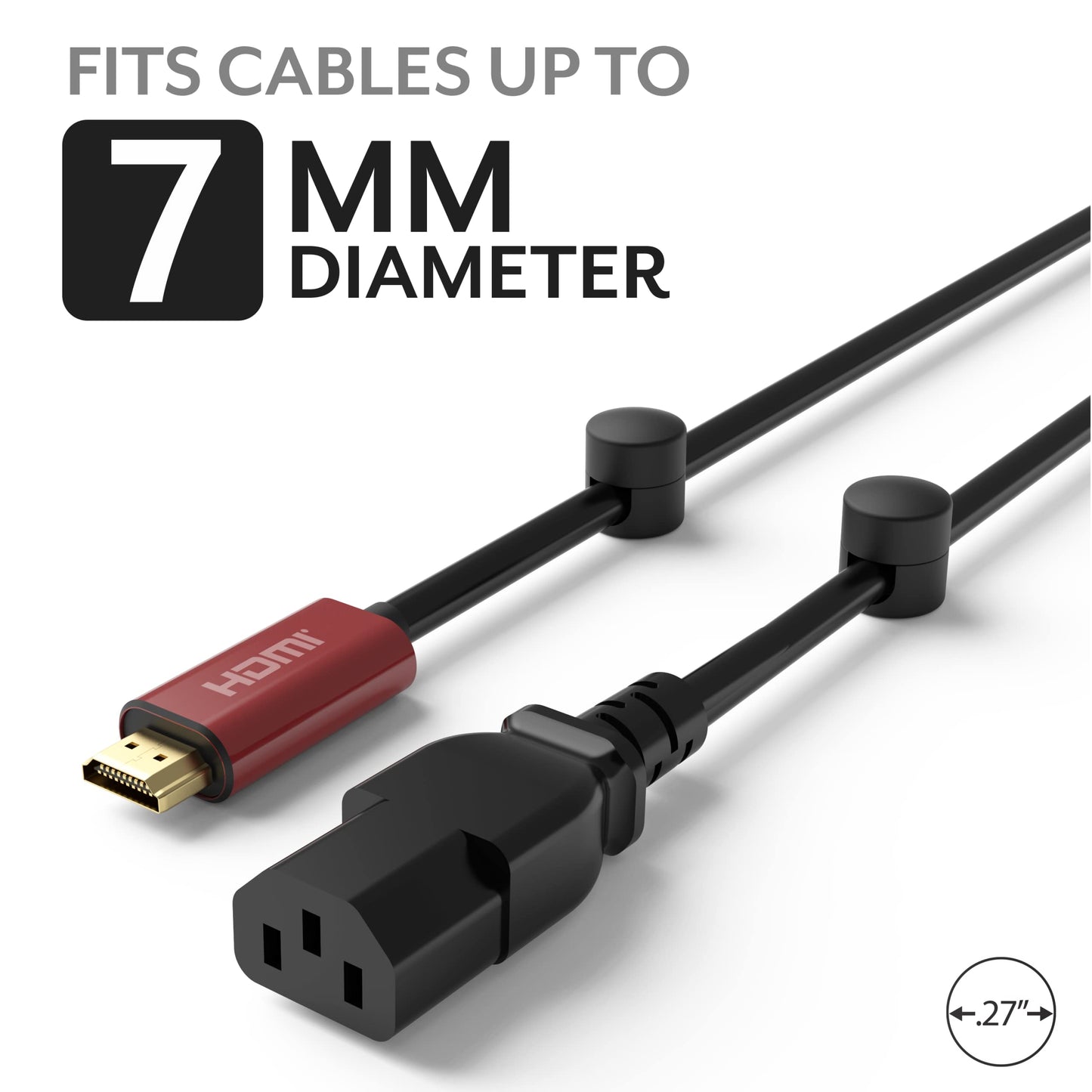 ICONIT Cable Anchors for Desk Organization Black | Premium Aluminum Cord Organizers | Charger + Cable Management Clips for Home & Office | Stylish, Sturdy, & Functional | (3 Pack)