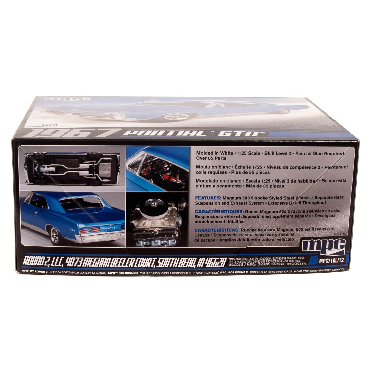 MPC: 1:25 Scale Model Kit - 1967 Pontiac GTO - Blue, 85+ Parts - Skill Level 2, Authentic Vehicle Building Kit, Replica Classic Car, Age 14+