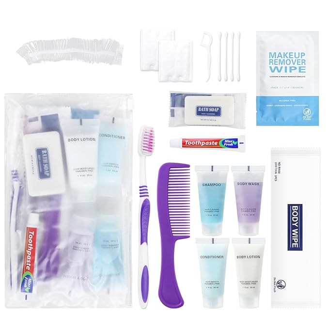 Pack of 5 Basic Toiletry Kits, Individually Packed, Personal Hygiene Kit Bulk Homeless Care Package Supplies, Travel Size Convenience Kits Suitable For Hotel, Home, Camping, Travel