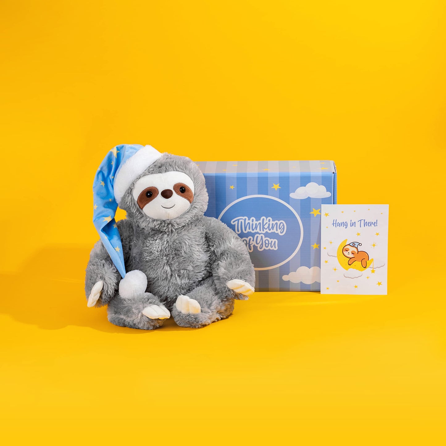 Thoughtful Sloth Plush Stuffed Animal - 16" Cotton Soft Cuddly Toy, Get Well Soon Care Package Gift for Kids, Teens & Adults