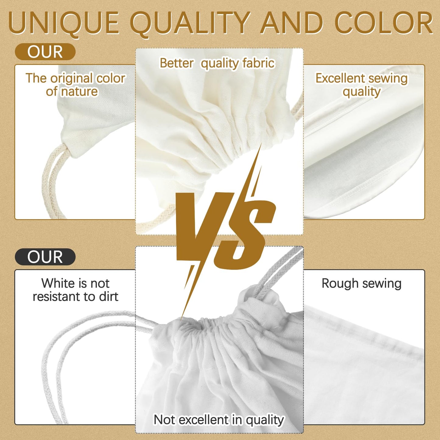 Saintrygo 12 Pieces 12/6 Pcs Tie Dye Cotton Drawstring Bags Sublimation Blank Backpack White Canvas Bags Kid DIY Items for Party Favors (Beige)