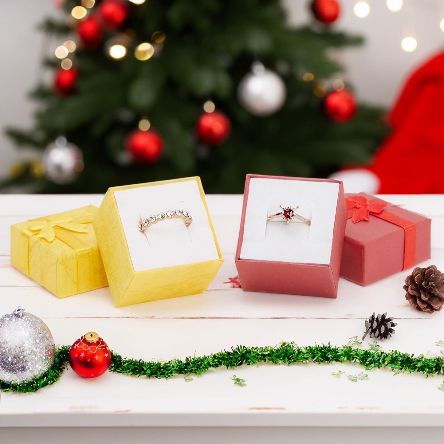 Juvale Ring Boxes Bulk Set - 24-Pack Multi-Color Square Cardboard, 1.6 x 1.2 x 1.6 In - Mini Gift Box with Lid & Bow for Rings & Jewelry