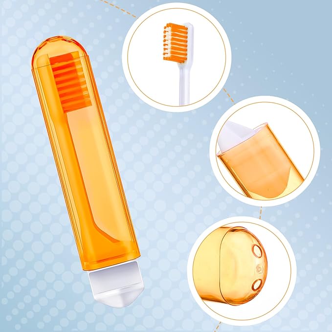 Patelai 4 Pieces Travel Toothbrush Set, Soft Bristle Mini Foldable Tooth Brush with Case, Individually Wrapped Small Portable Travel Size Toiletries Stuff for Camping (Candy Color)