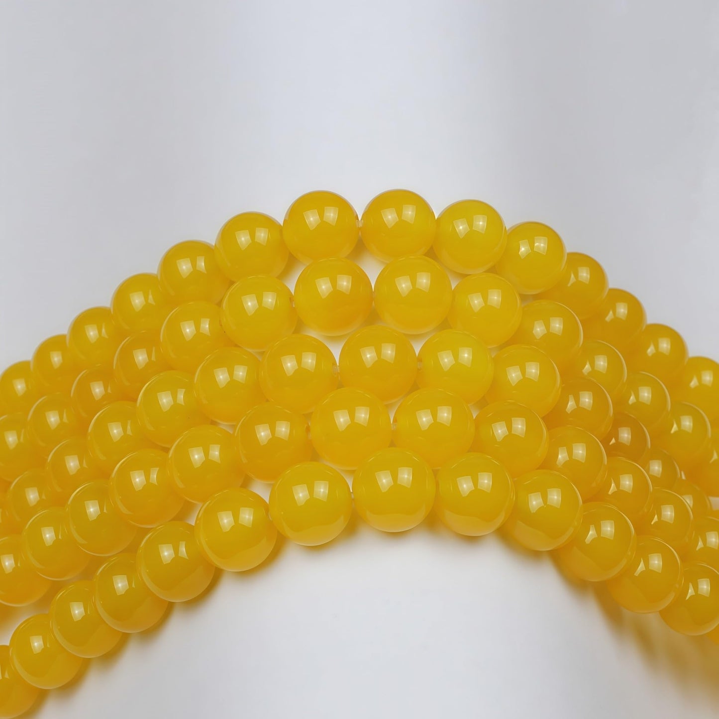 MJDCB 7A Round Natural Yellow Agate Beads Stone Loose Beads for Necklace Bracelet Charms Jewelry Making 15" (10mm)