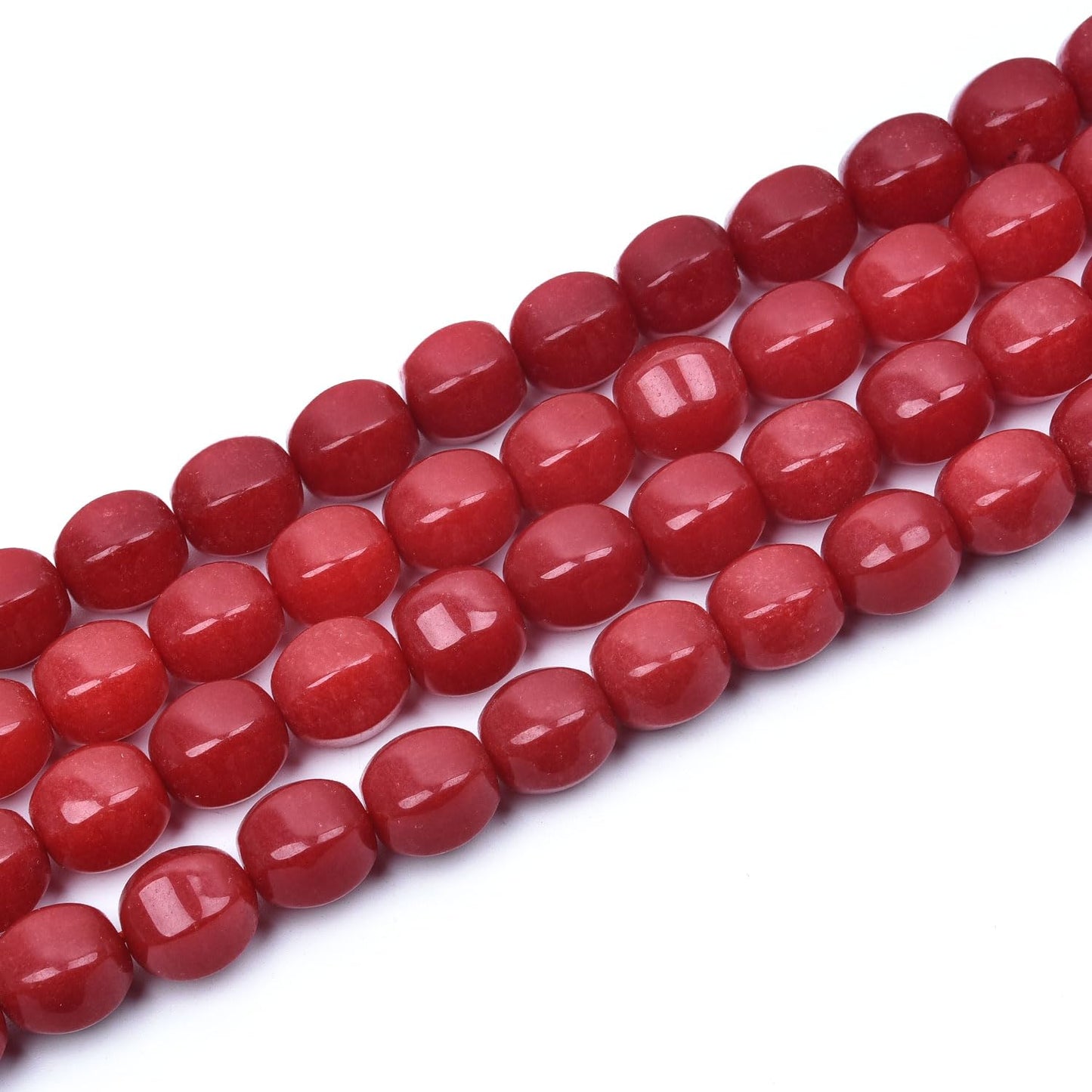HAAMIIQII 12mm Red Jade Polygon Shape Stone Spacer Beads, Loose Gemstone Beads for Jewelry Making, DIY Bracelet, Necklace, Healing Crystal 15 Inch (30pcs)