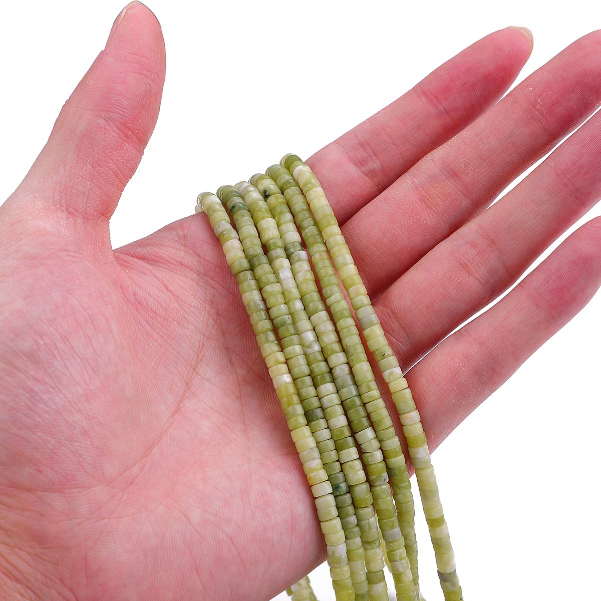 BEADIA Natural Taiwan Jade Spacer Beads Caps Loose Semi Gemstone for Beading Jewelry Making 4mmx2mm 38cm