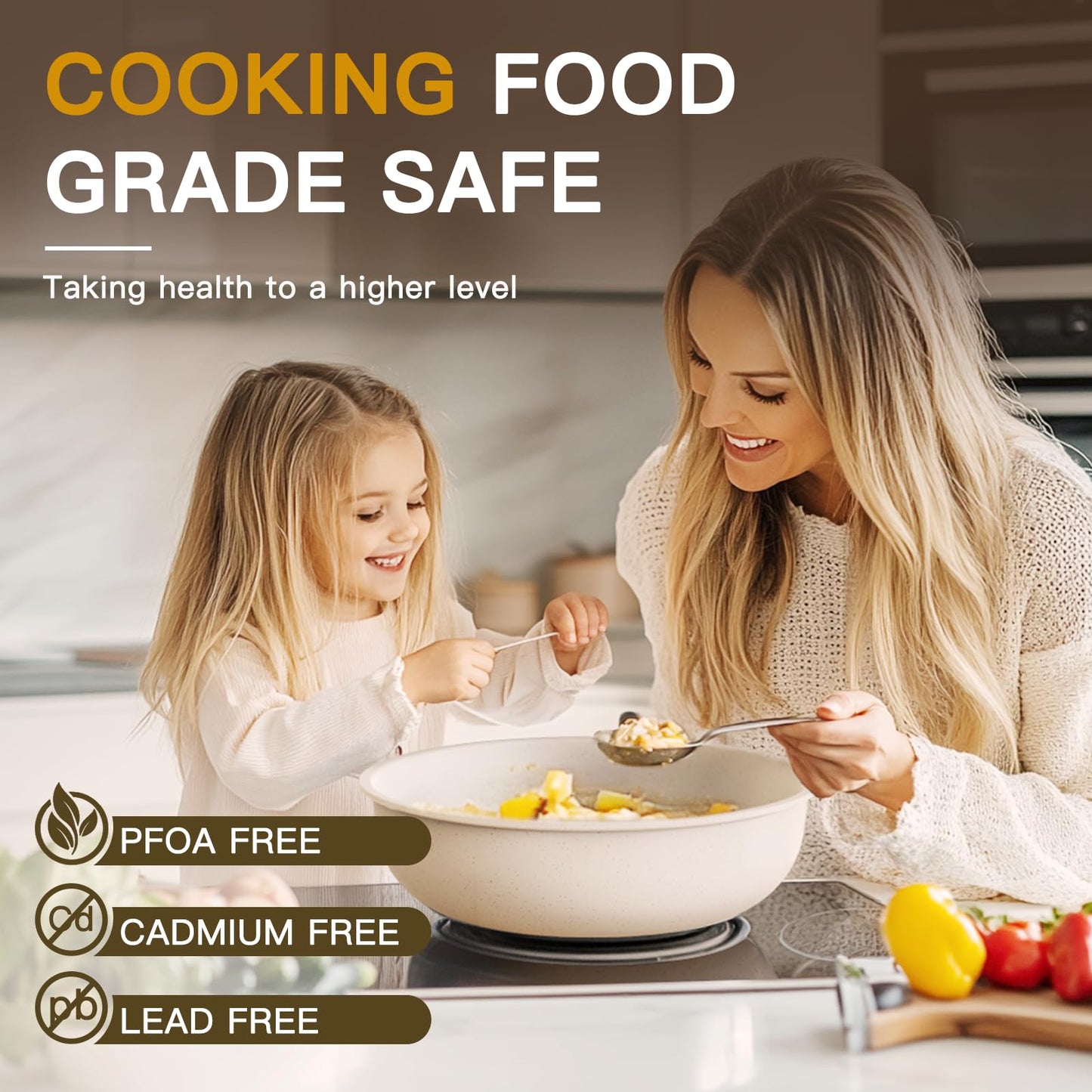Astercook 23 Pcs Pots and Pans Set Non Stick, Ceramic Cookware Set Detachable Handle, RV Kitchen Cooking Set Removable Handles, Oven Safe, Induction Ready, Stackable, Cream White, Mothers Day Gifts