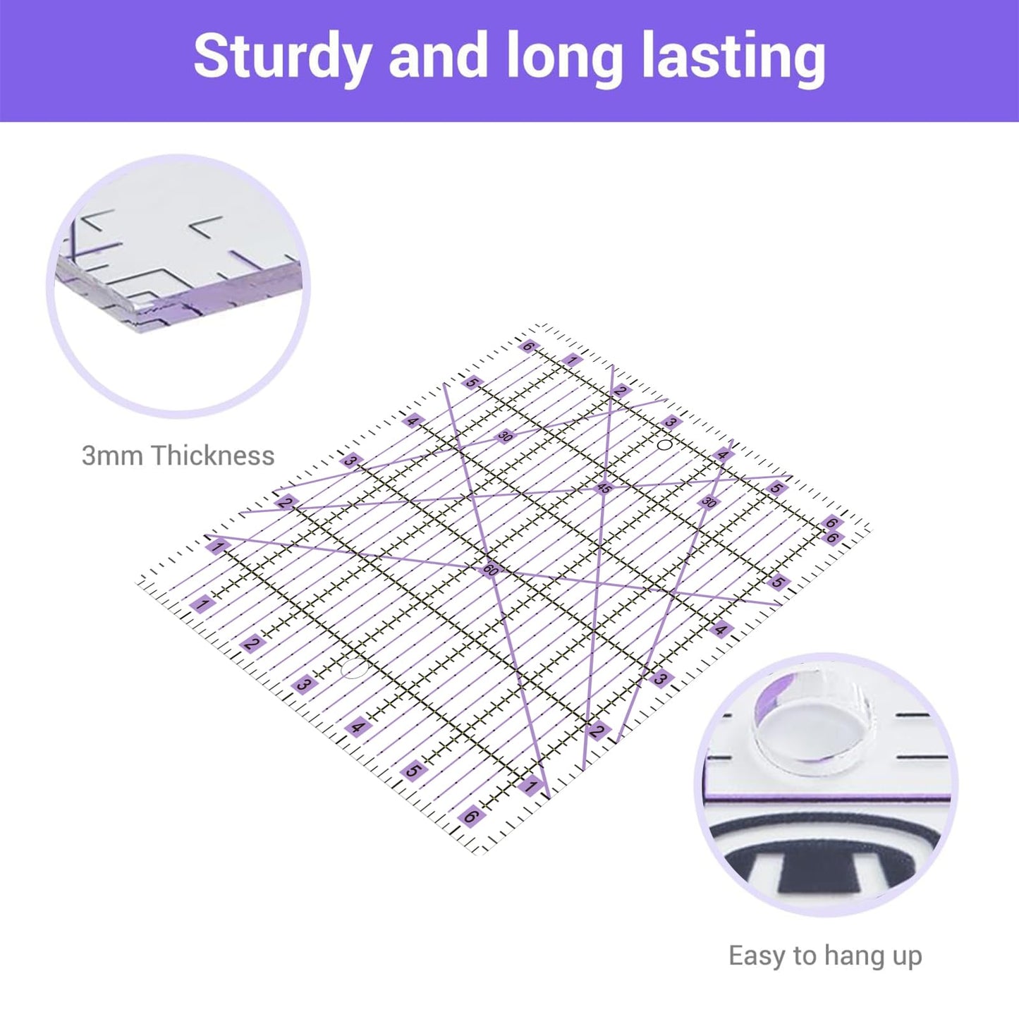 Headley Tools 39 Pcs Rotary Cutter Set - Quilting Kit incl. 45mm Fabric Cutter with 5 Extra Blades, A4 Cutting Mat, 2 Craft Knife Set, Sewing Clips, Ideal for Crafting, Sewing, Patchworking Purple