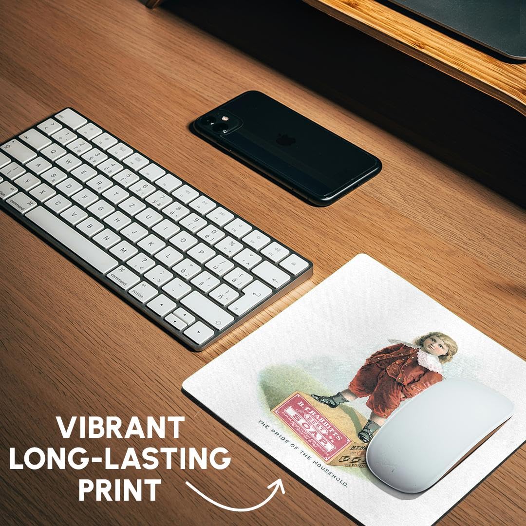 3dRose Mouse Pad B. T. Babbitts Best Soap with A Young Boy Standing On A Wooden Soapbox - 8 by 8-Inches (mp_156875_1)