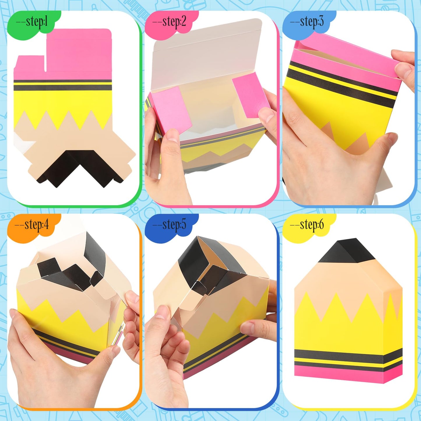 AmazingSpark 24 Pcs Teacher Gifts Boxes School Classroom Pencil Crayon Treat Boxes Composition Notebook Calculator Candy Holder Bags for Teachers Day Preschool Kindergarten Welcome Classroom Decor