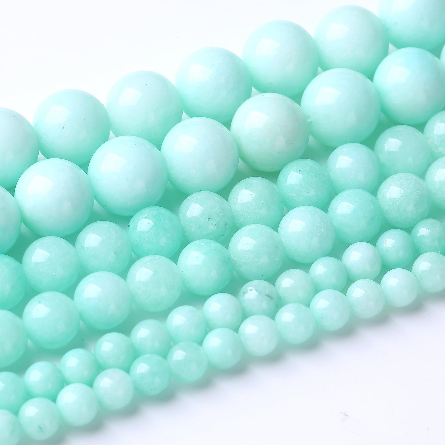 90PCS 4MM Amazonite Blue Jade Natural Gemstone Round Stone Beads for Jewelry Making DIY Energy Stone Healing Power Bracelet 15"