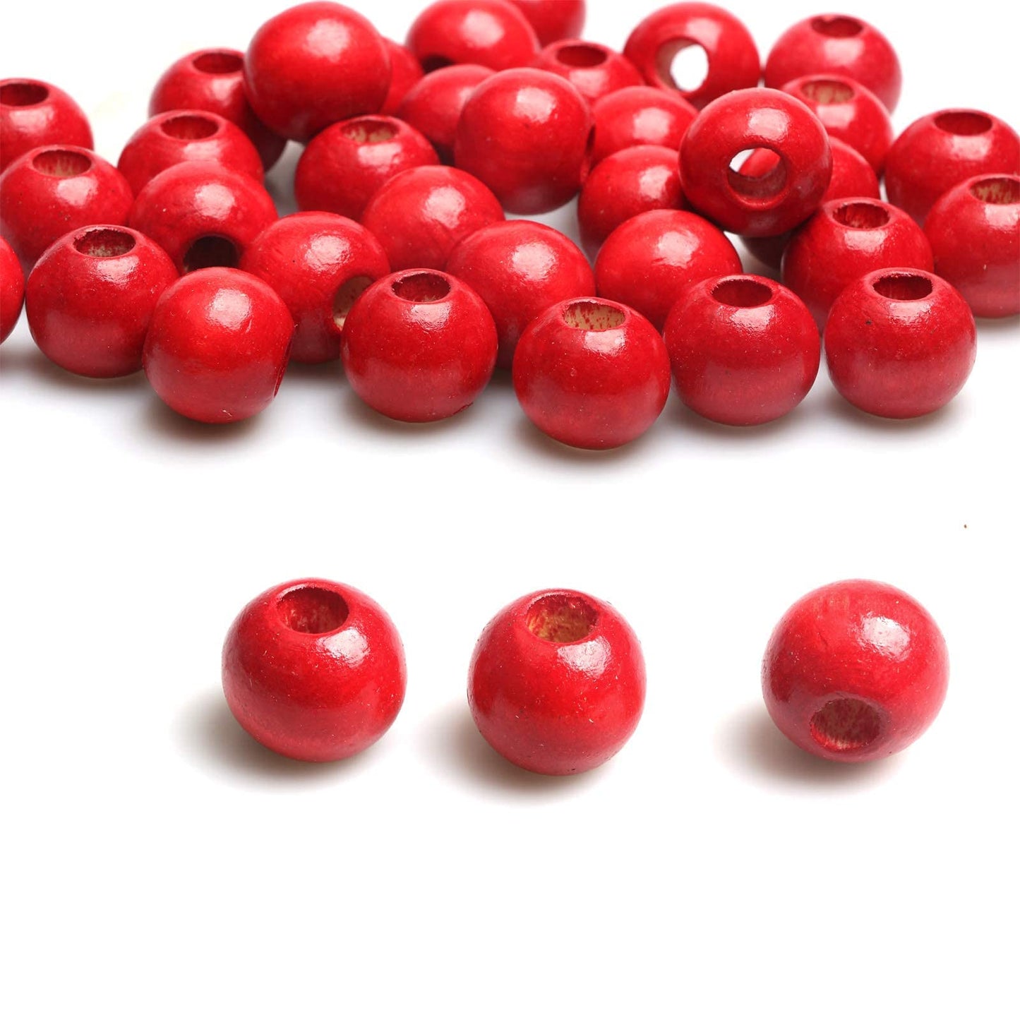 Red Wooden Macrame Beads - 20mm- 100 Beads- Hole 8mm- Quality Large Hole Wooden Beads for Macrame Project/Garlands