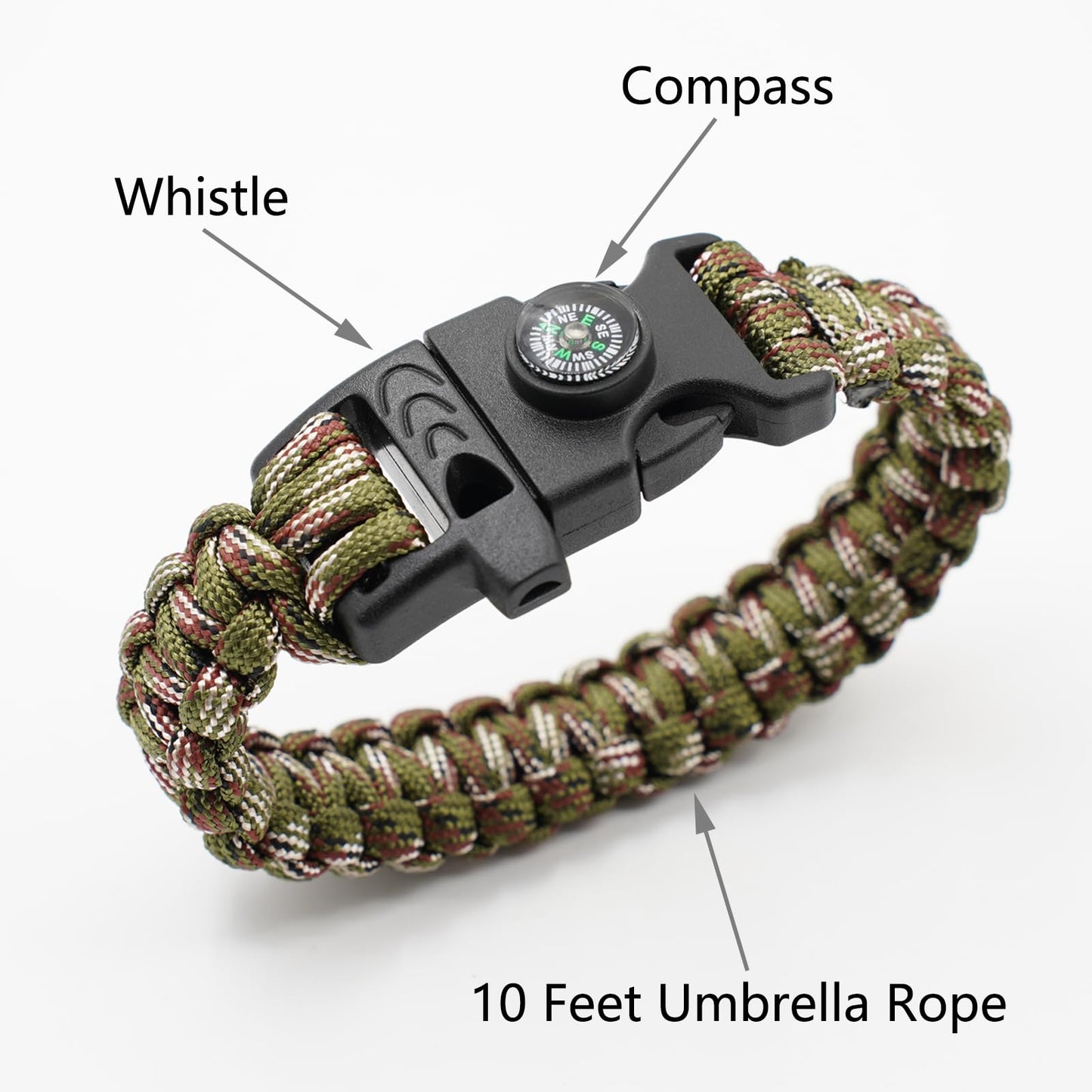 RLXMARTD 8 Pack Emergency Survival Bracelet with Whistle and Compass,Survival Kit,Wildness Emergency Survival Kit for Camping,Outdoor Travel, Hiking