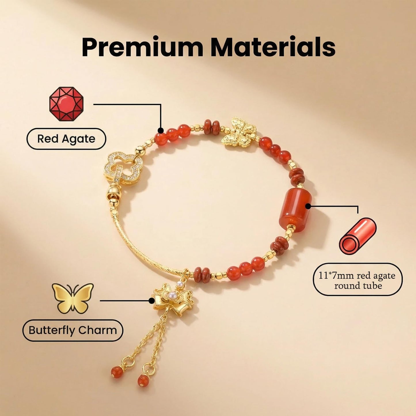 Corajeely Natural Crystal Bead Bracelet, Beaded Bracelets for Women, Comes with Red Agate, Fashion Jewelry Gift