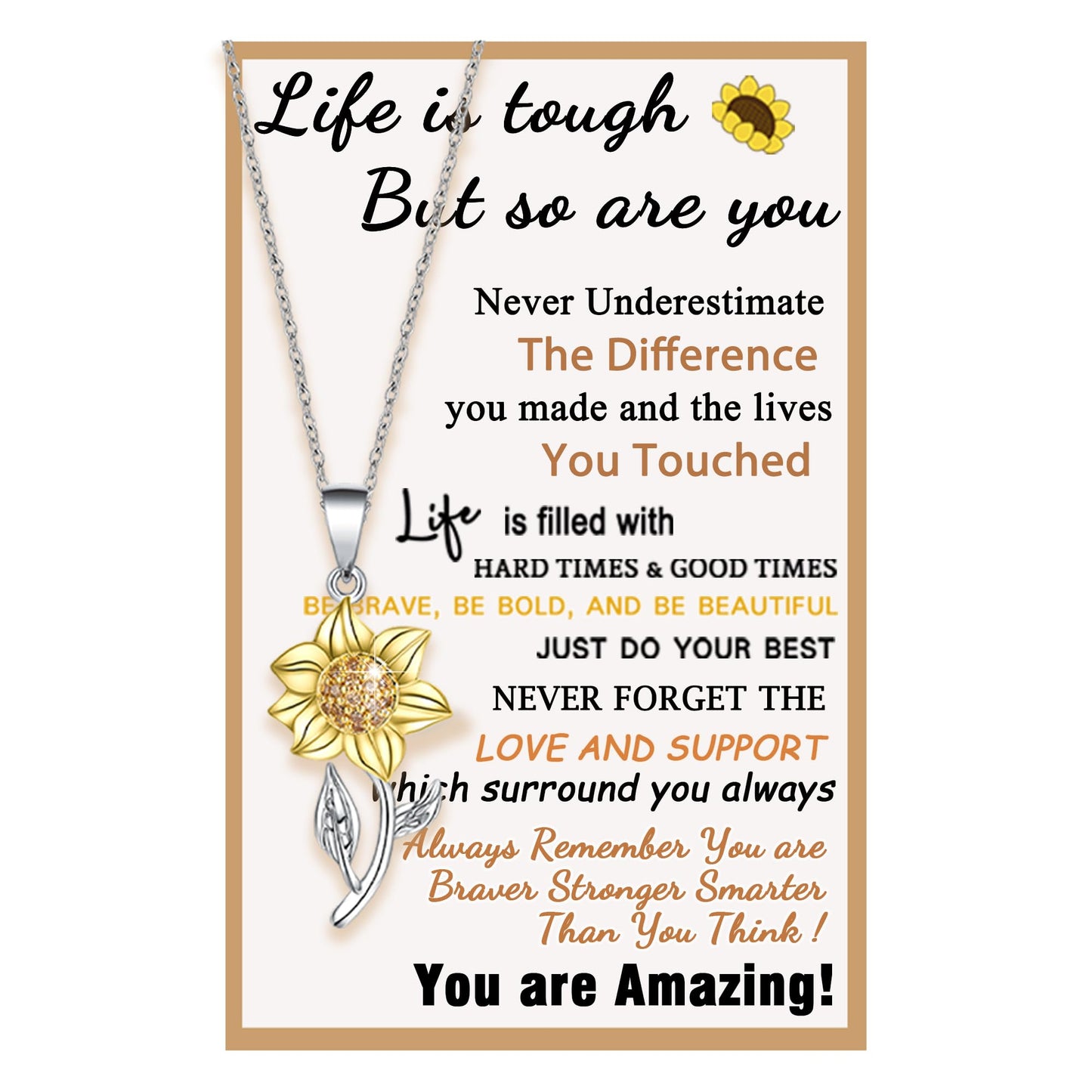 Tarsus Inspirational Gifts for Women, Get Well Soon Gifts Encouragement Inspirational Necklace for Women Friend Teen Teenage Gifts Ideas Sunflower Gifts Jewelry