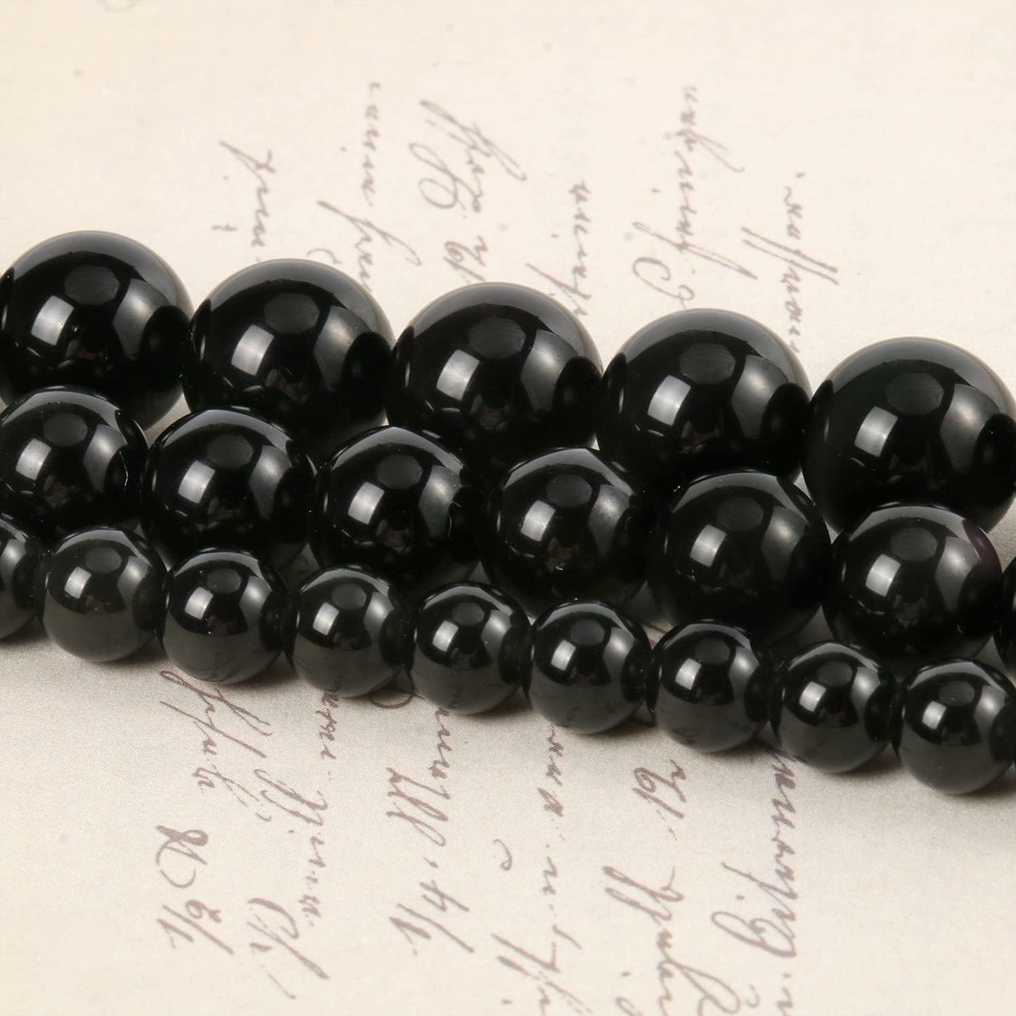 About 45pcs 8mm Natural Stone Beads Black Obsidian Beads Crystal Gemstone for Jewelry Making, DIY Bracelet Necklace