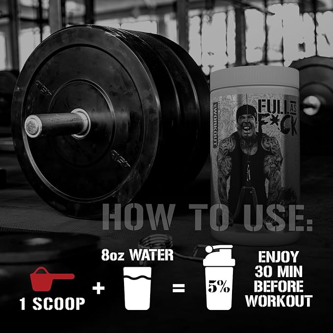 5% Nutrition FullAF Pre-Workout | Stim-Free with Massive Pumps | L-Citrulline, L-Taurine, Nitrosigine, GlycerSize (Beach Blast)