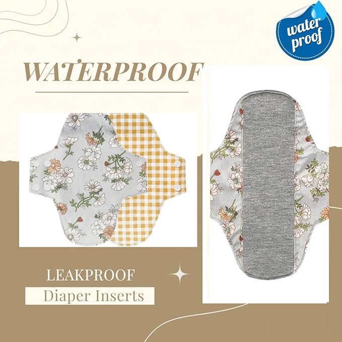 WEEOATAR Reusable Menstrual and Incontinence Pads - Graphene Panty Liners, Washable Sanitary Napkins, Pack of 3 With 1 Cloth Mini Wet Bag (Yellow, Pink & Grey, L)