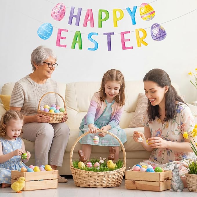 Watercolor Easter Egg Happy Easter Banner Kit