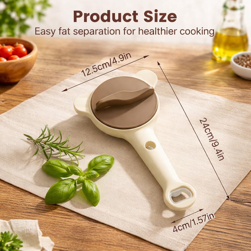 4-in-1 Multi-Purpose Jar Opener – Upgraded Adjustable Three-Claw Bottle Opener with Non-Slip Teeth, Multi-Size Lid Tool for Jars, Cans, Wine Bottles – Essential Kitchen Helper（Brown）