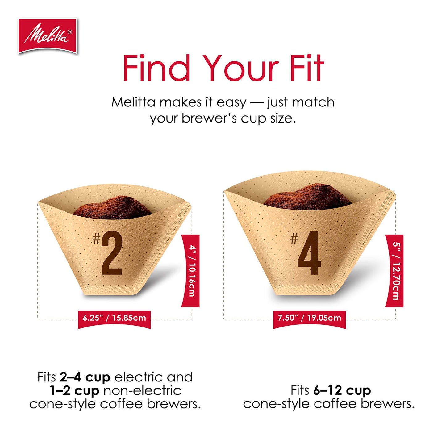 Melitta #4 Cone Coffee Filters, Bamboo, 80 Count (Pack Of 6), 480 Total Filters - Fits all 8-12 Cup Cone Coffee Makers and Pour-Overs, Compostable, Tear-Resistant, Made in USA