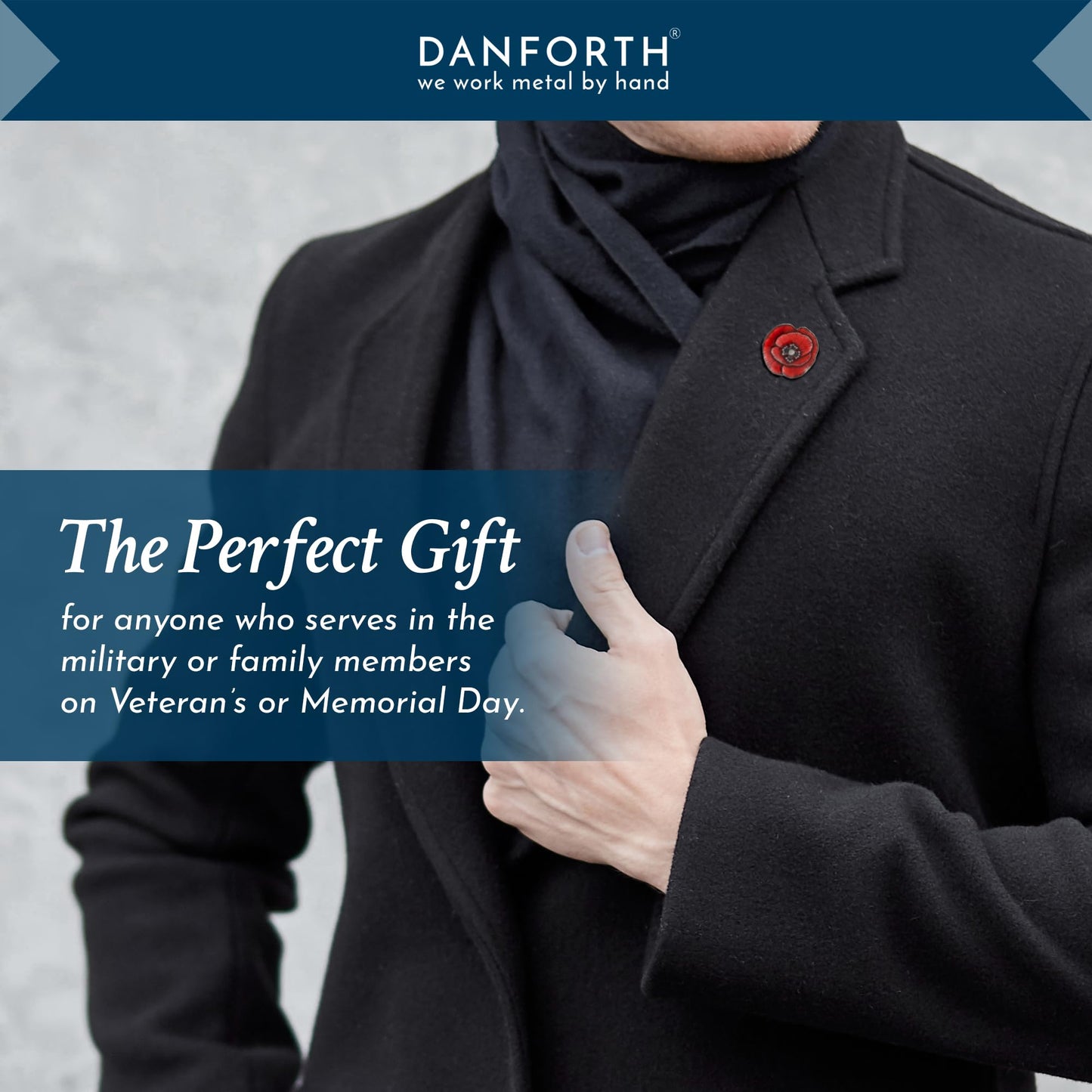 Danforth Remembrance Poppy Lapel Pin (Red) – Handcrafted Pewter Lapel Pins For Women, 7/8“, Made In USA