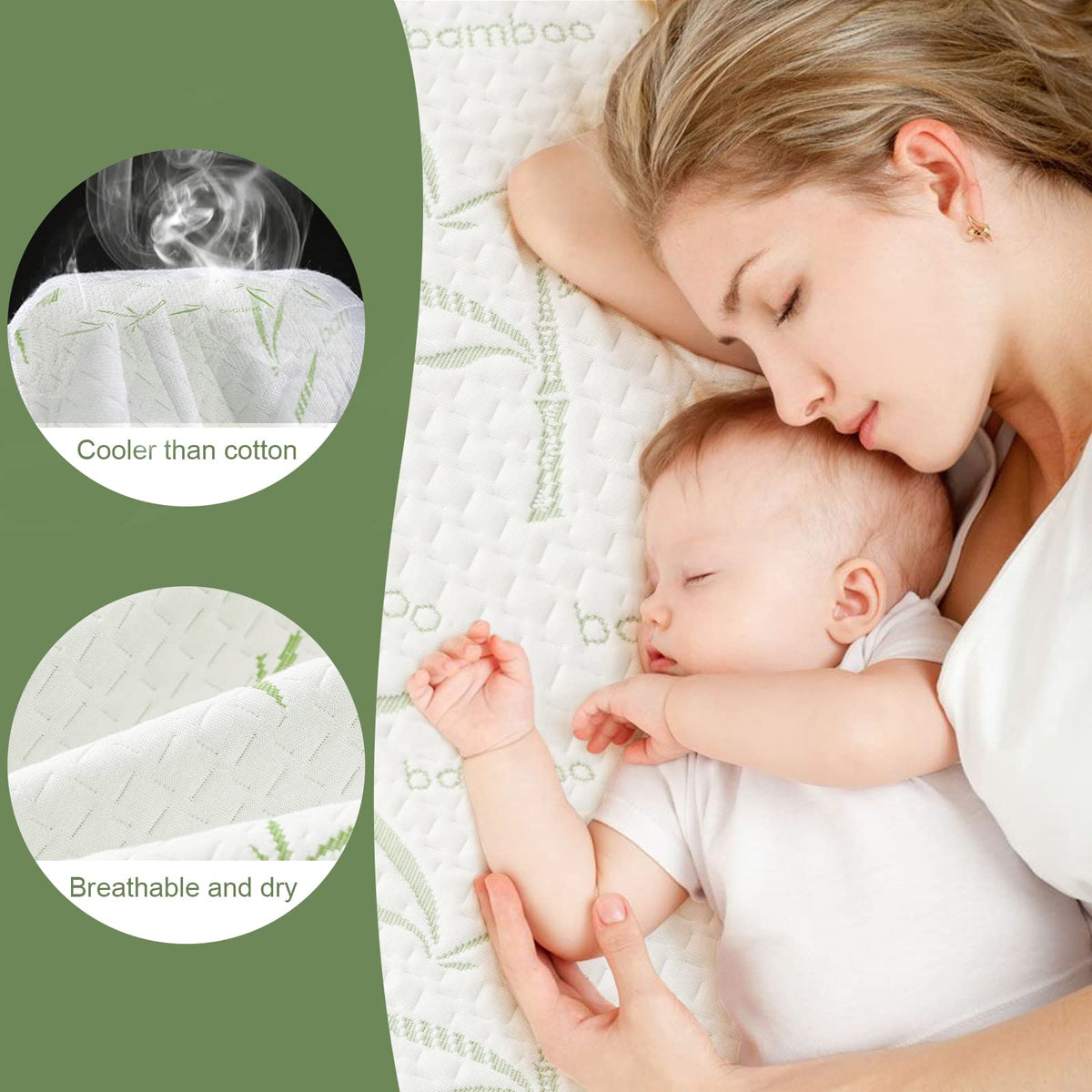 Queen Mattress Protector Waterproof Mattress Pad Washable Bamboo Rayon Mattress Cover Breathable Noiseless Bed Protector 5"